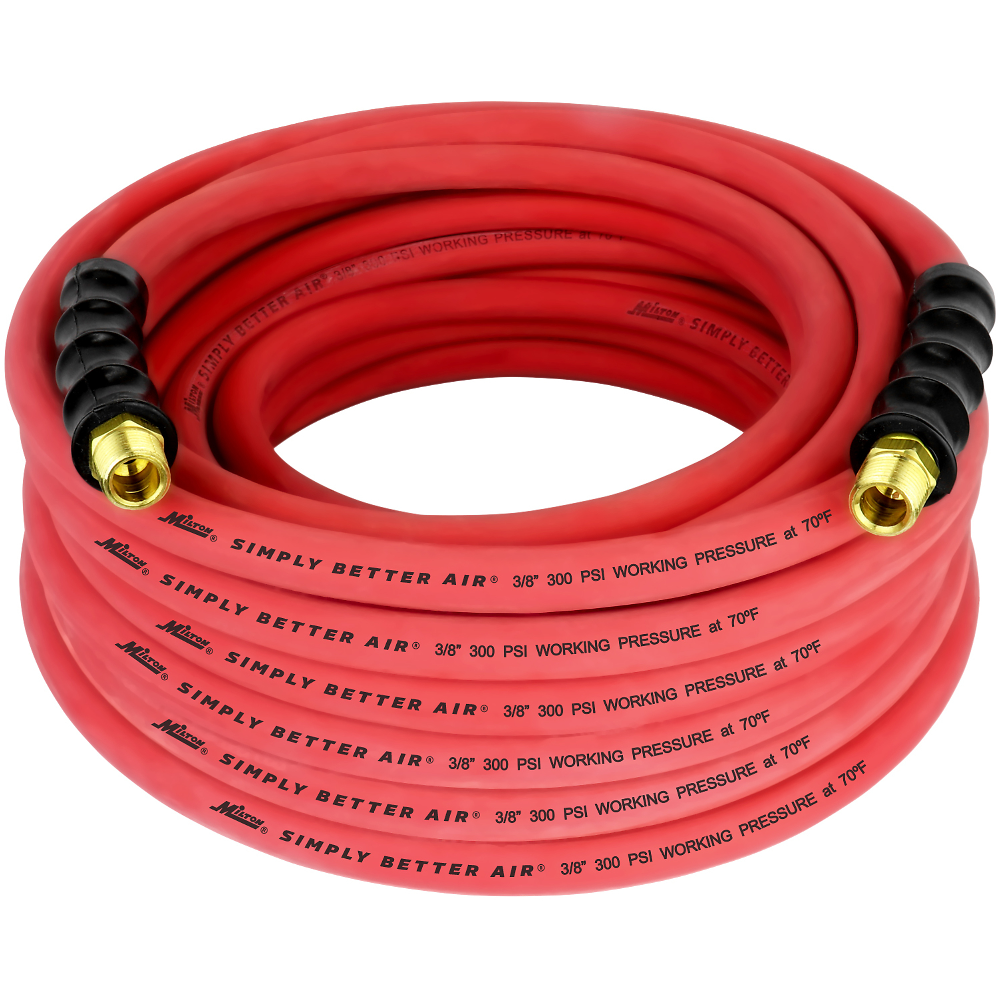 Manguera de hule Milton de 3/8 pulgadas x 50 pies, 300 PSI, Modelo# ULR385038