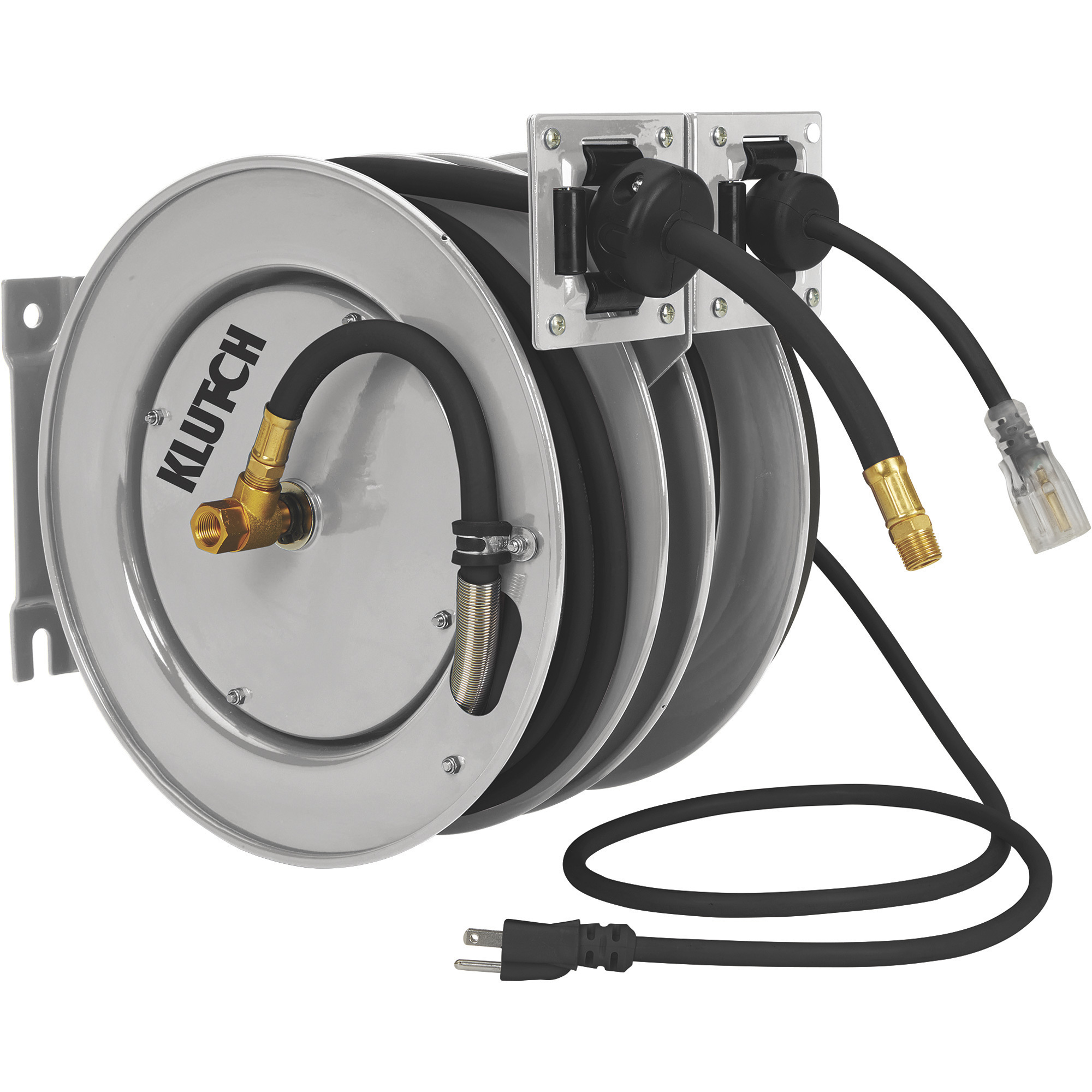 Carrete de manguera Klutch Combo de aire y eléctrico