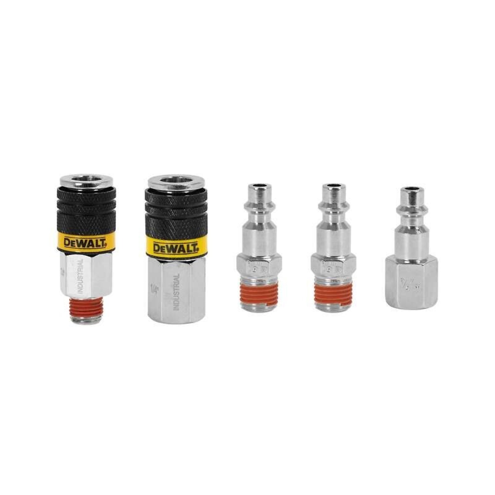 Kit de Enchufe Acoplador Industrial DEWALT de 5 piezas de 1/4 pulgadas, Modelo DXCM036-0208