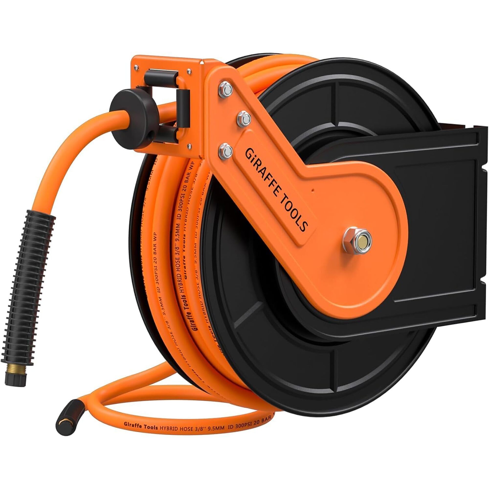 Carrete de manguera de aire Giraffe Tools 3/8in. 50ft. HD 300PSI sin soporte, Diámetro de manguera 3/8 in, Longitud de manguera 50 ft, Modelo# TA15BUS.