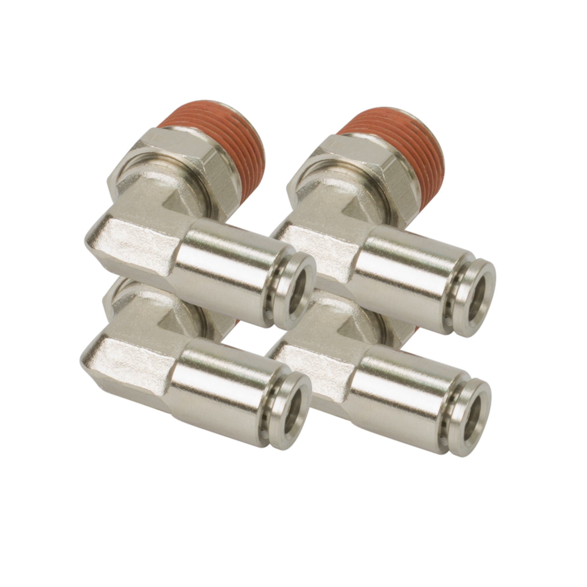 Conector codo giratorio de 90 grados Viair para adaptador PTC - 3/8 pulgadas NPT, latón niquelado, 200 PSI, Modelo# 11452