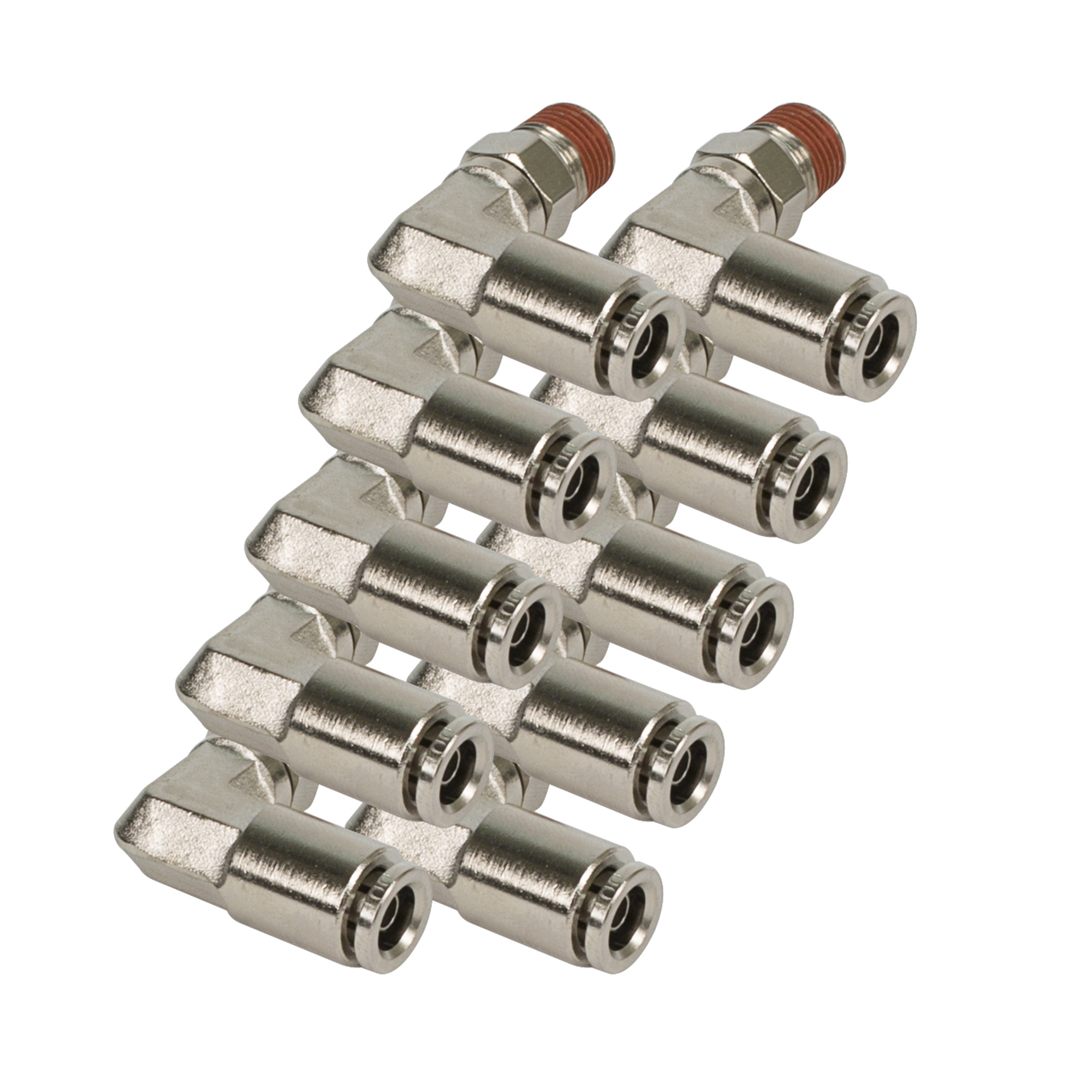 Conexión de codo giratorio de 90 grados Viair PTC - 1/8in. NPT, latón niquelado, Modelo# 11442-BP