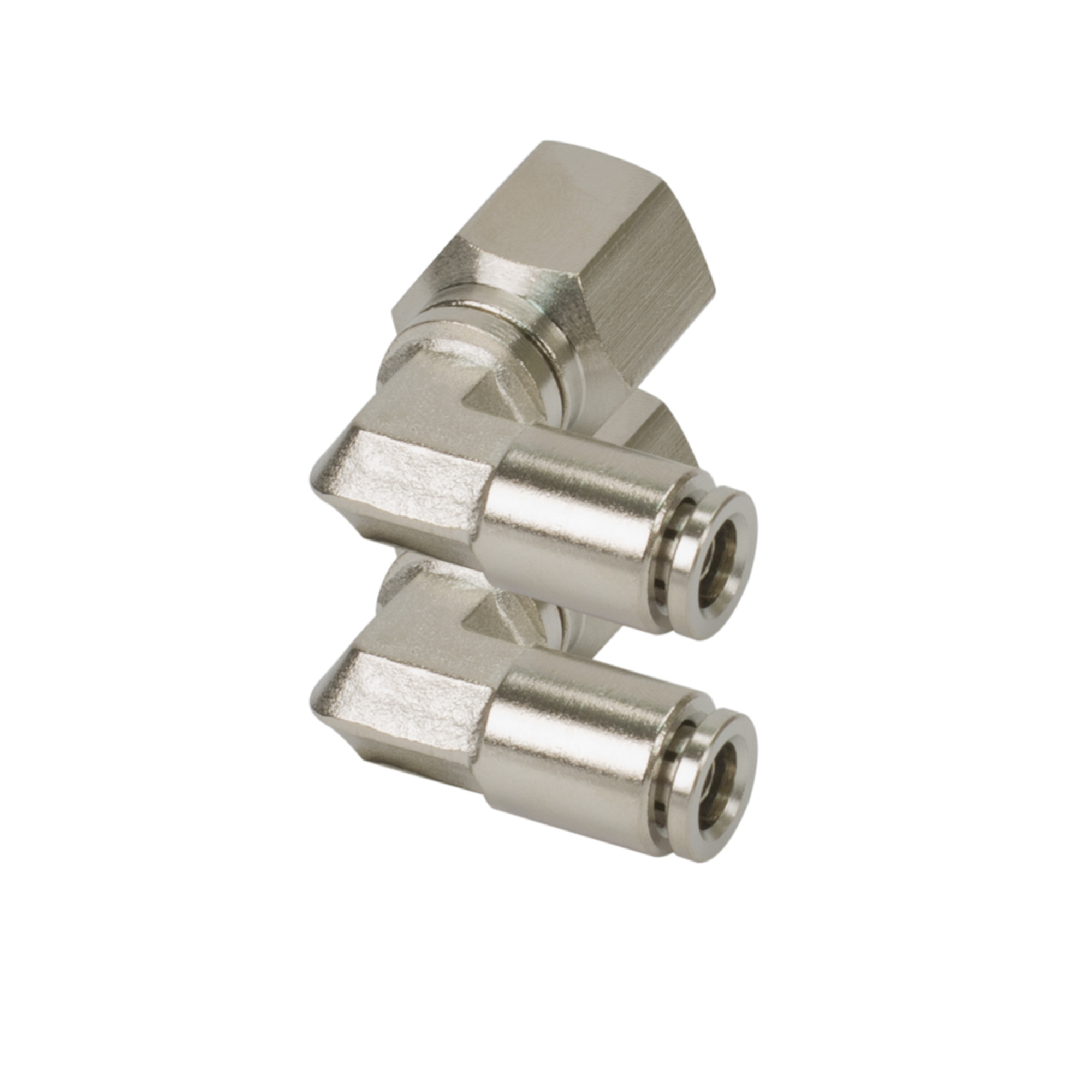 Conexión giratoria de codo de 90 grados Viair PTC - 1/4in. NPT, latón niquelado, modelo #11458.