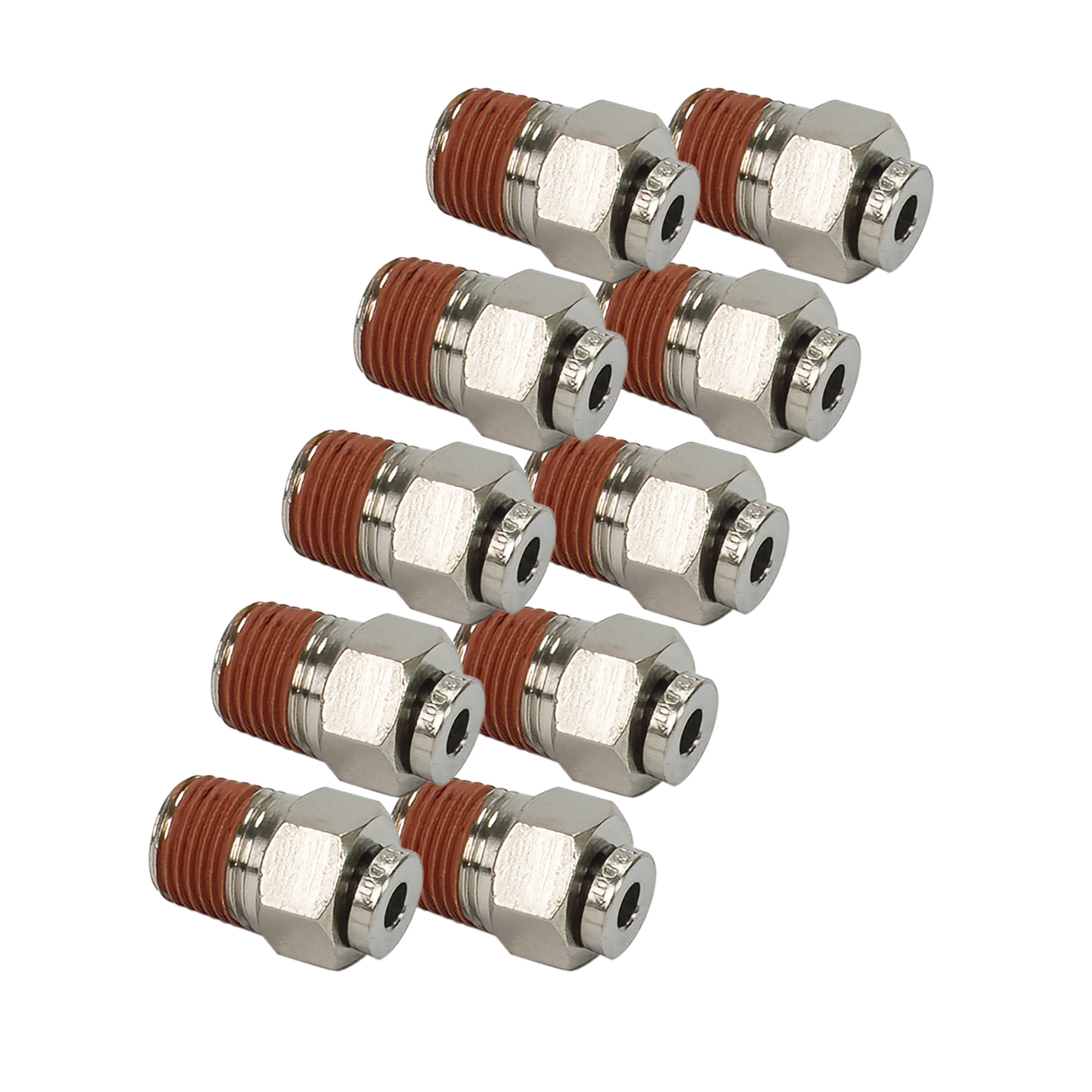 Conector recto Viair Airline Push-to-Connect - 1/8in. NPT, latón niquelado, 200 PSI, Modelo #11866-BP