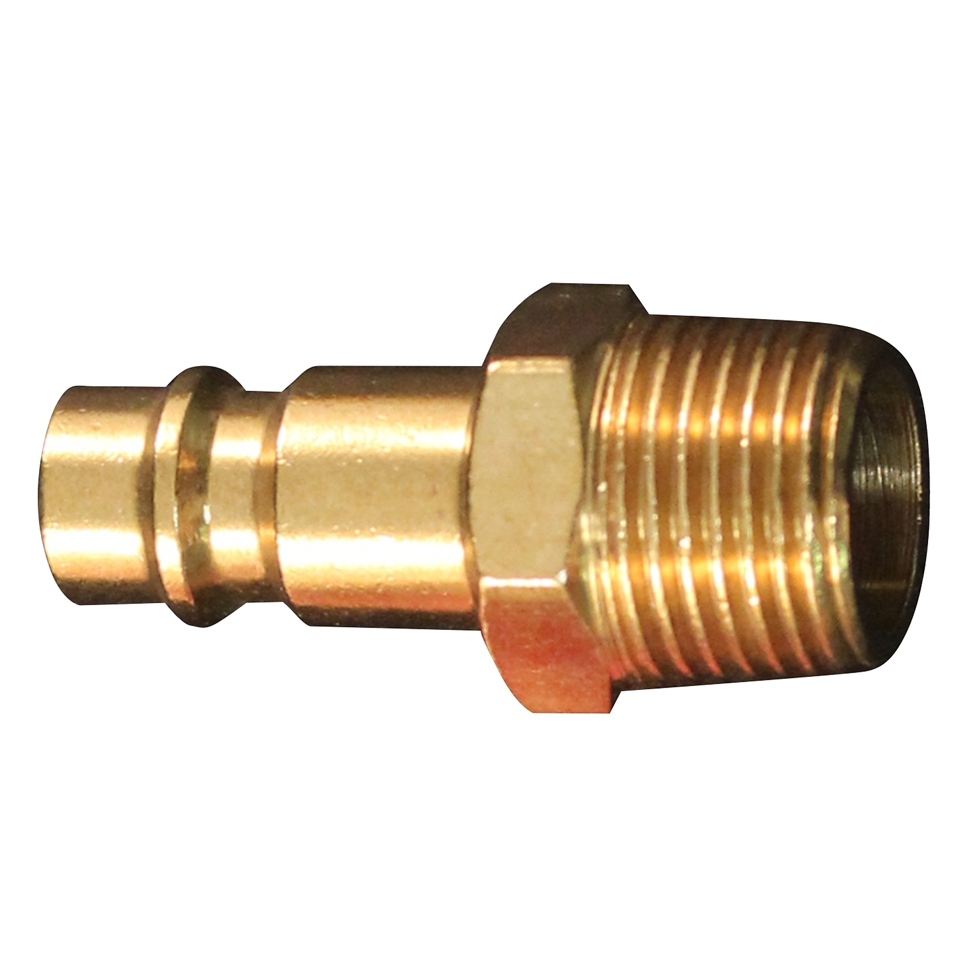Tapón de latón Milton HI-Flo V-Style 3/8in. MNPT, 2 unidades, tamaño acoplador 1/4in, Modelo s-762