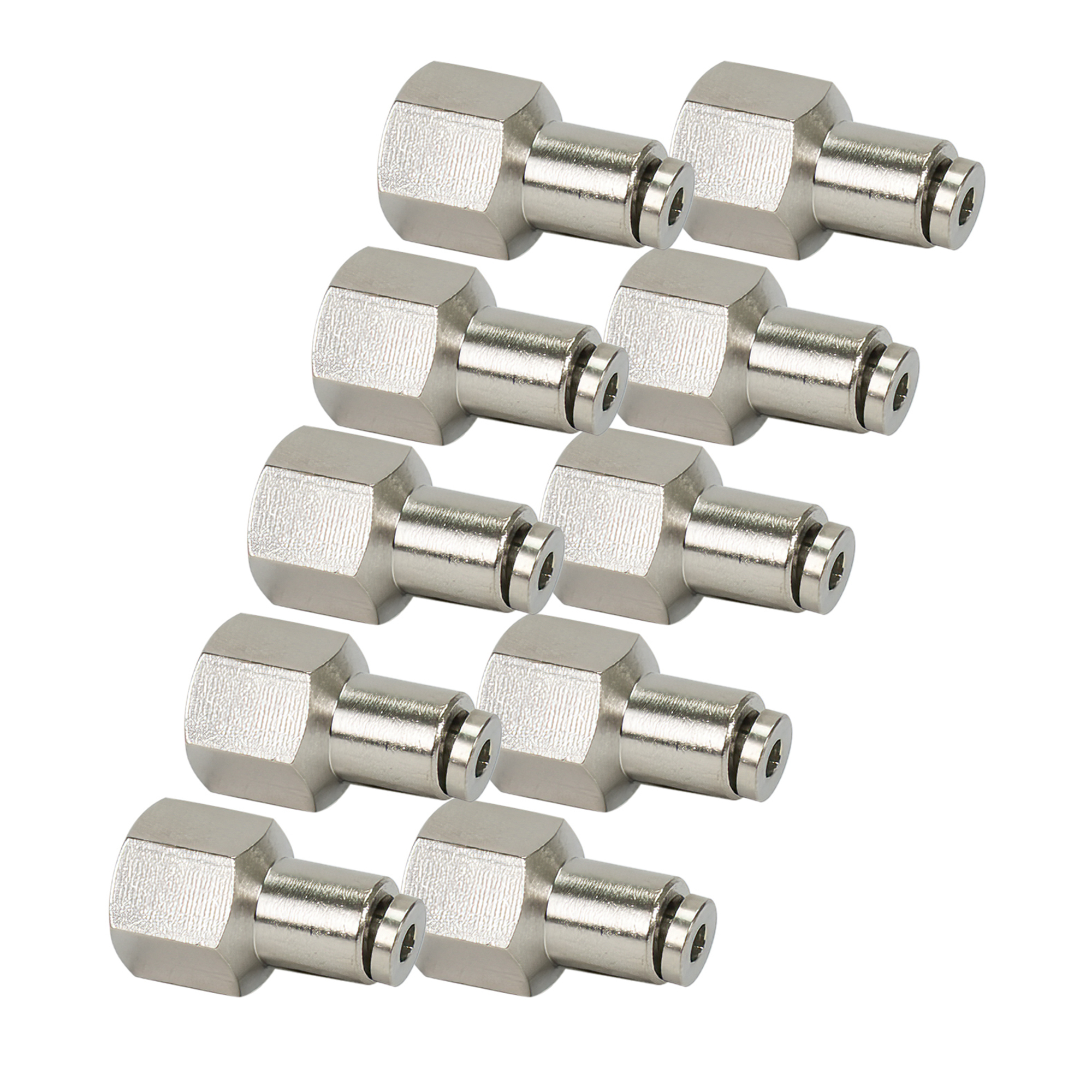 Conector recto Viair Airline Push-to-Connect - 1/8in. NPT, latón niquelado, Modelo#11878-BP