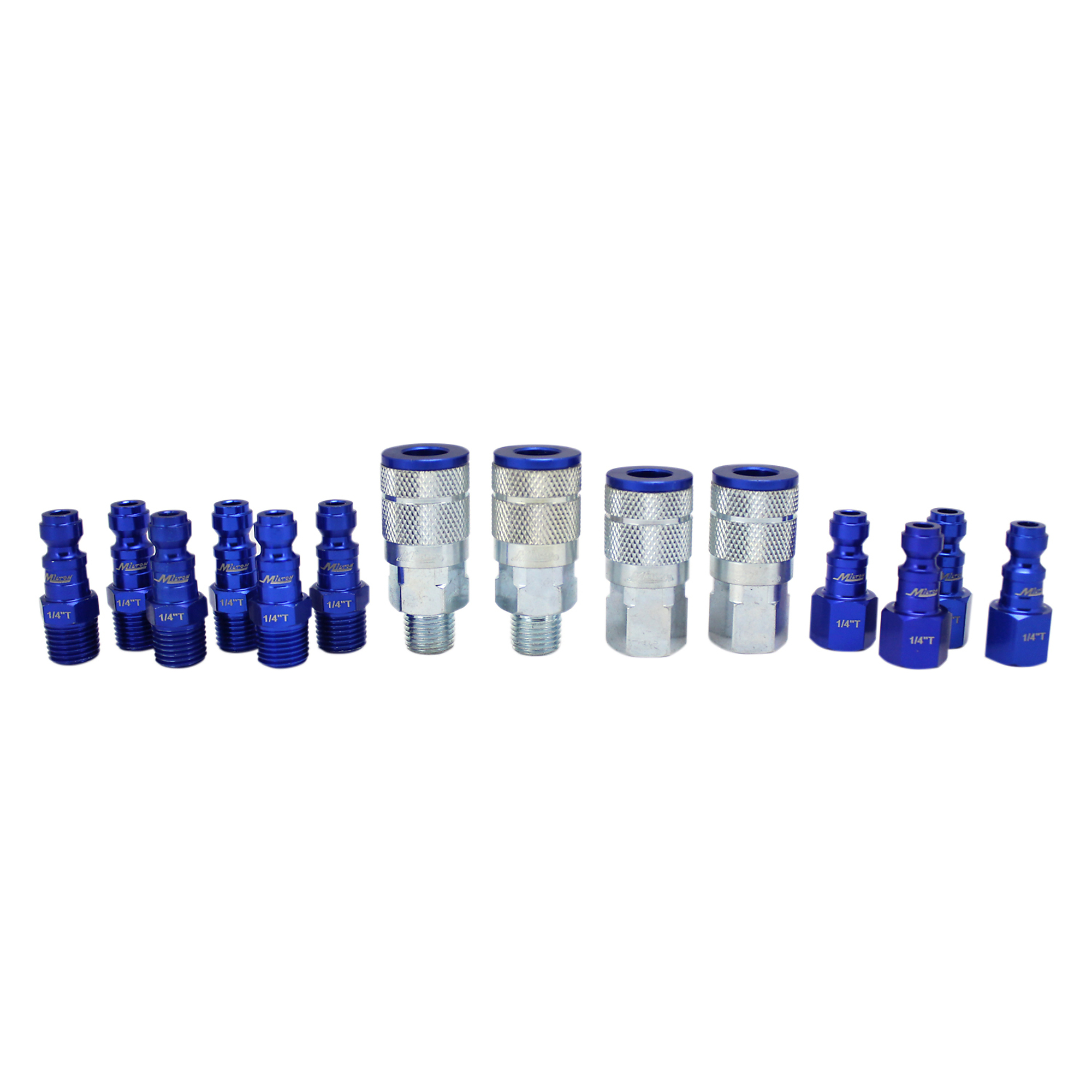 Juego de 14 piezas Milton ColorFit, estilo T en color azul, tamaño del acoplador 1/4 in, modelo S-314TKIT.