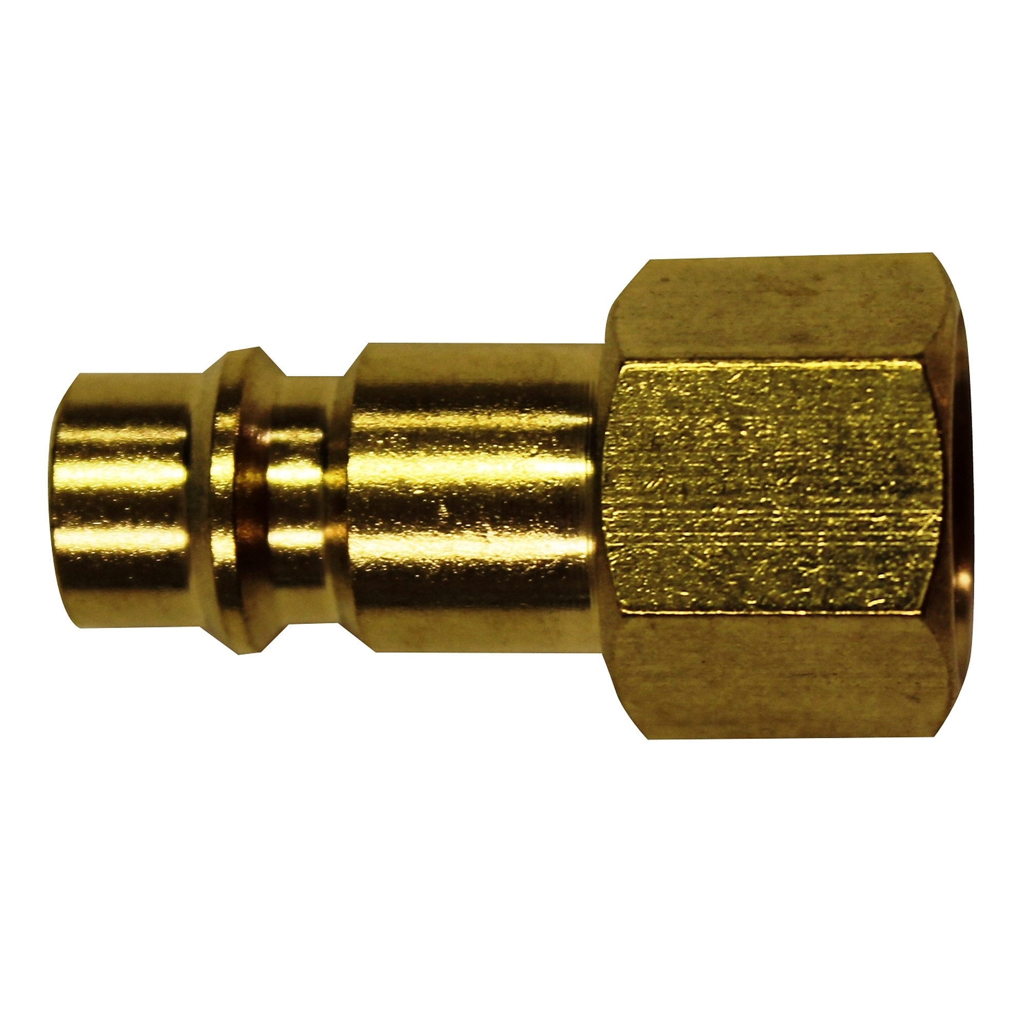 Tapón de latón de 3/8 in. FNPT estilo V de Milton HI-Flo, paquete de 2 unidades. Acoplador de 1/4 in. Modelo s-763.