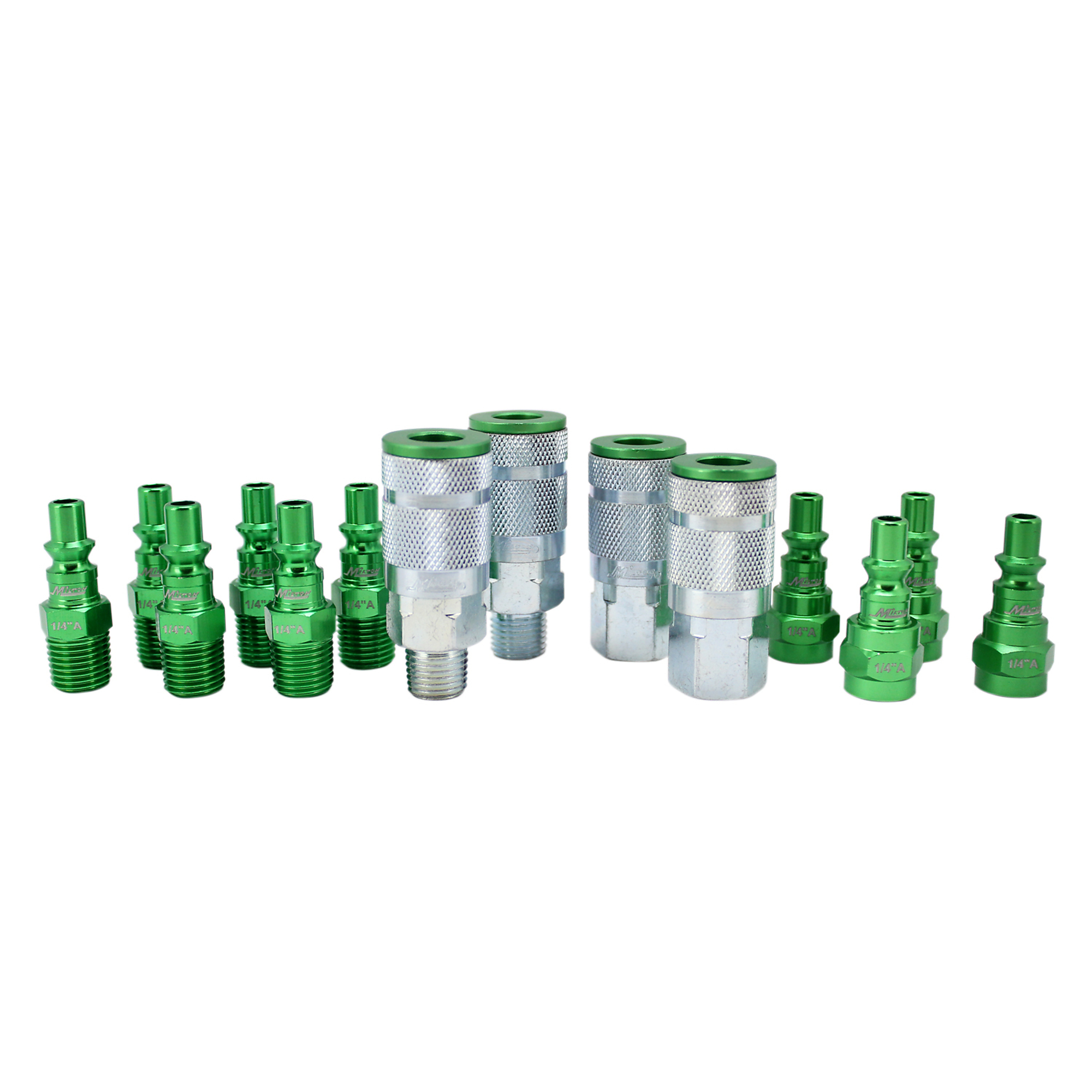 Set de 14 piezas Milton ColorFit, estilo A en verde, tamaño de acoplador 1/4 in, modelo s-314AKIT.