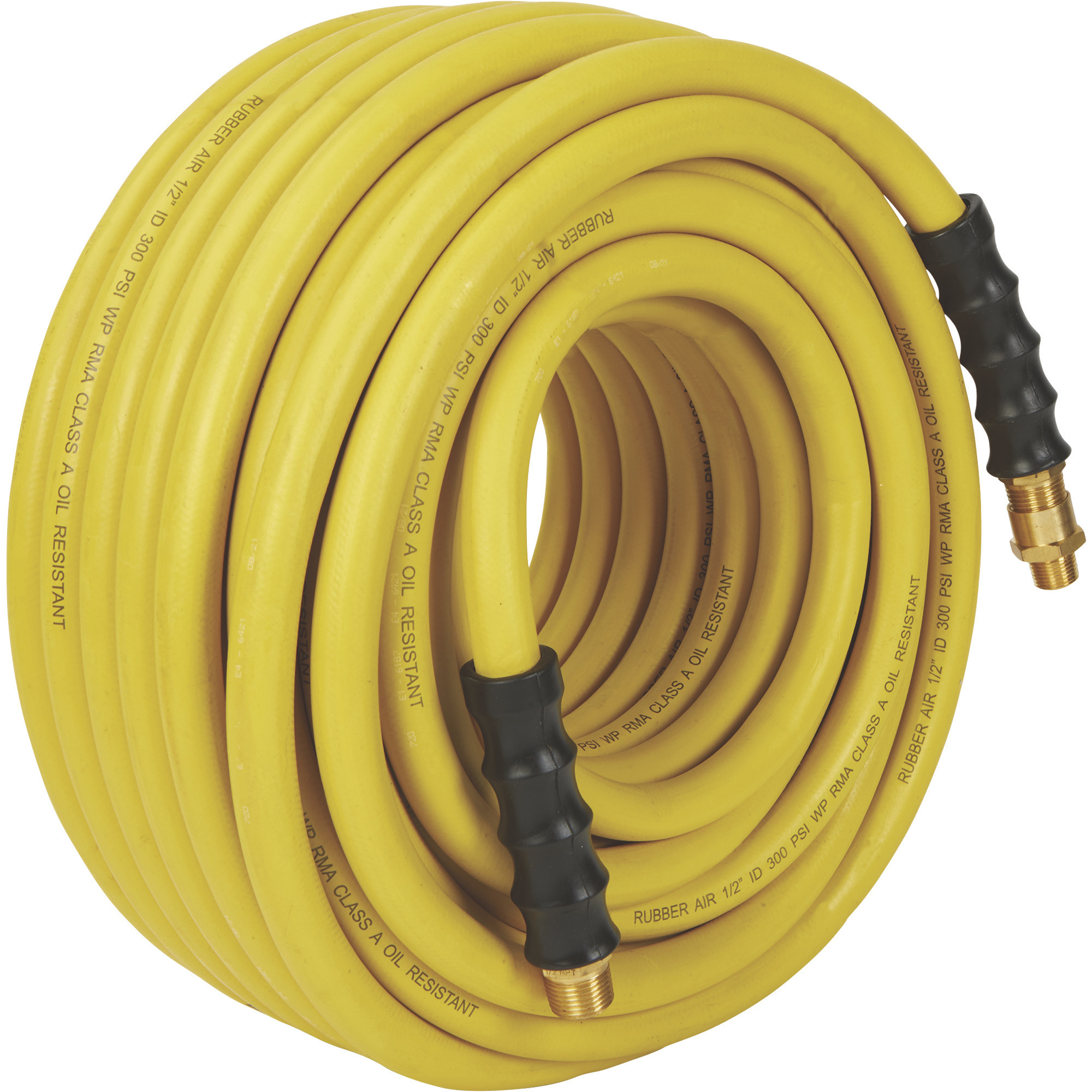 Manguera de aire de hule resistente a aceite Klutch, 1/2in. x 50ft. con reductor 1/2in.-3/8in., 300 PSI, Modelo# OS1250-NT