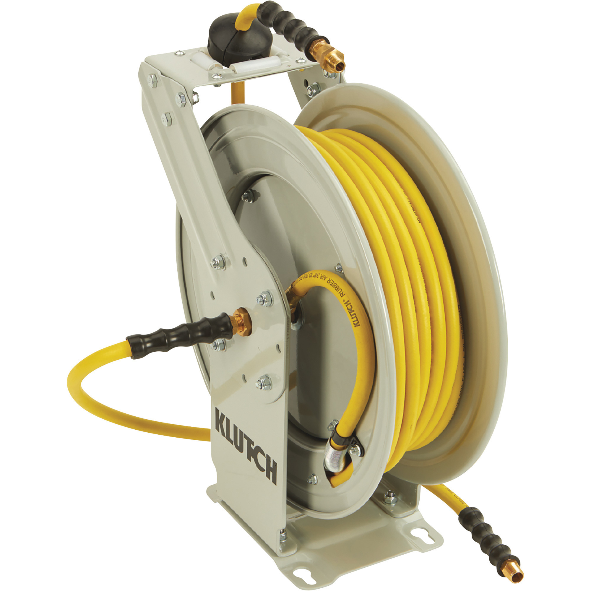 Carrete de manguera de aire automático Klutch con manguera de goma resistente al aceite de 1/2 pulg. x 100 pies, 300 PSI