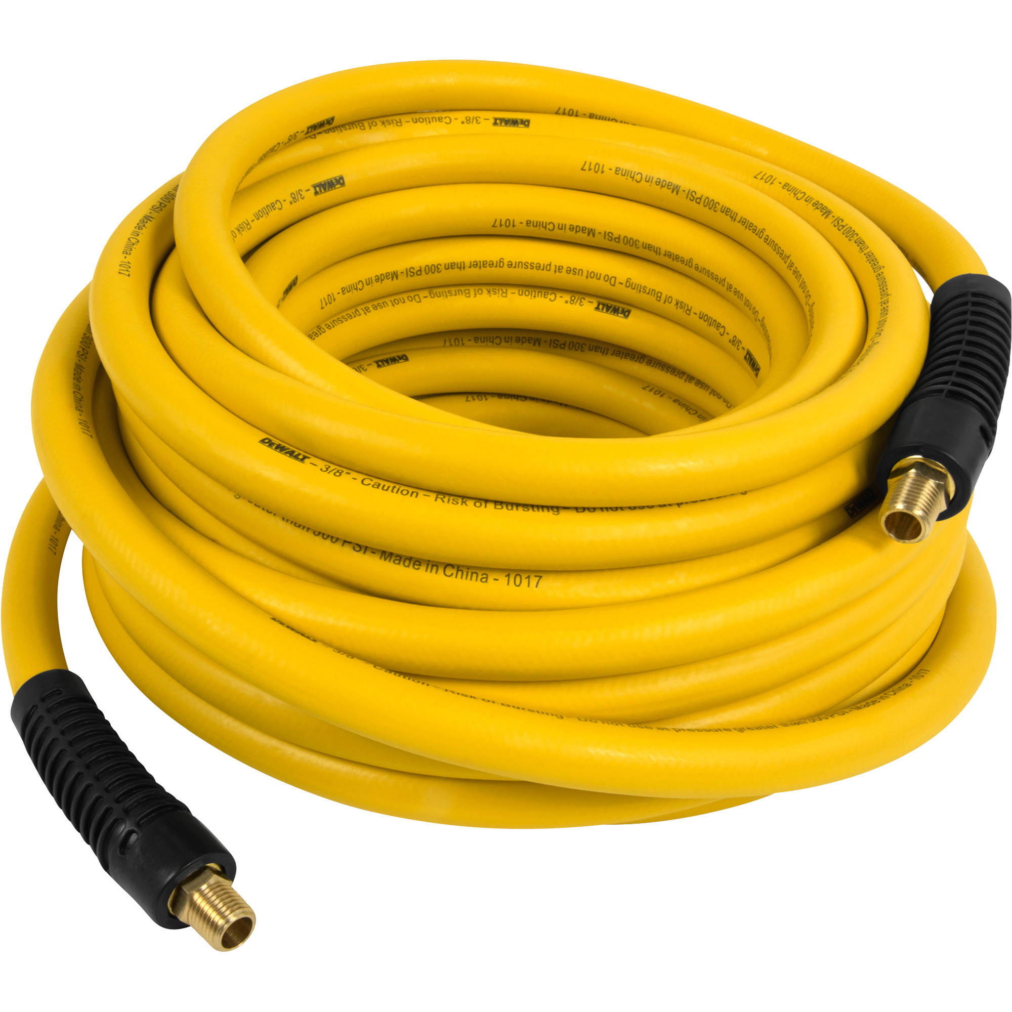 Manguera de aire de goma premium DEWALT, 3/8 pulg. x 50 pies, 300 PSI, amarilla, Modelo# DXCM012-0201