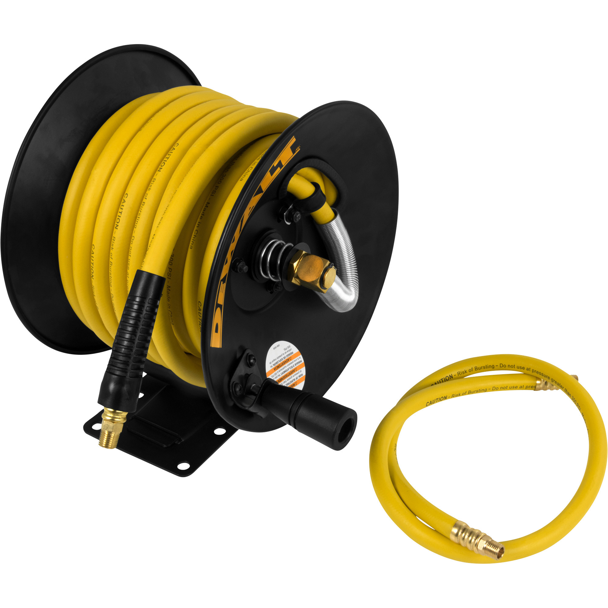 Carrete de Manguera Manual DEWALT con Manguera de 3/8in. x 50in. y Manguera de Entrada de 3/8in. x 3ft., Máx. 300 PSI, Modelo# DXCM024-0348