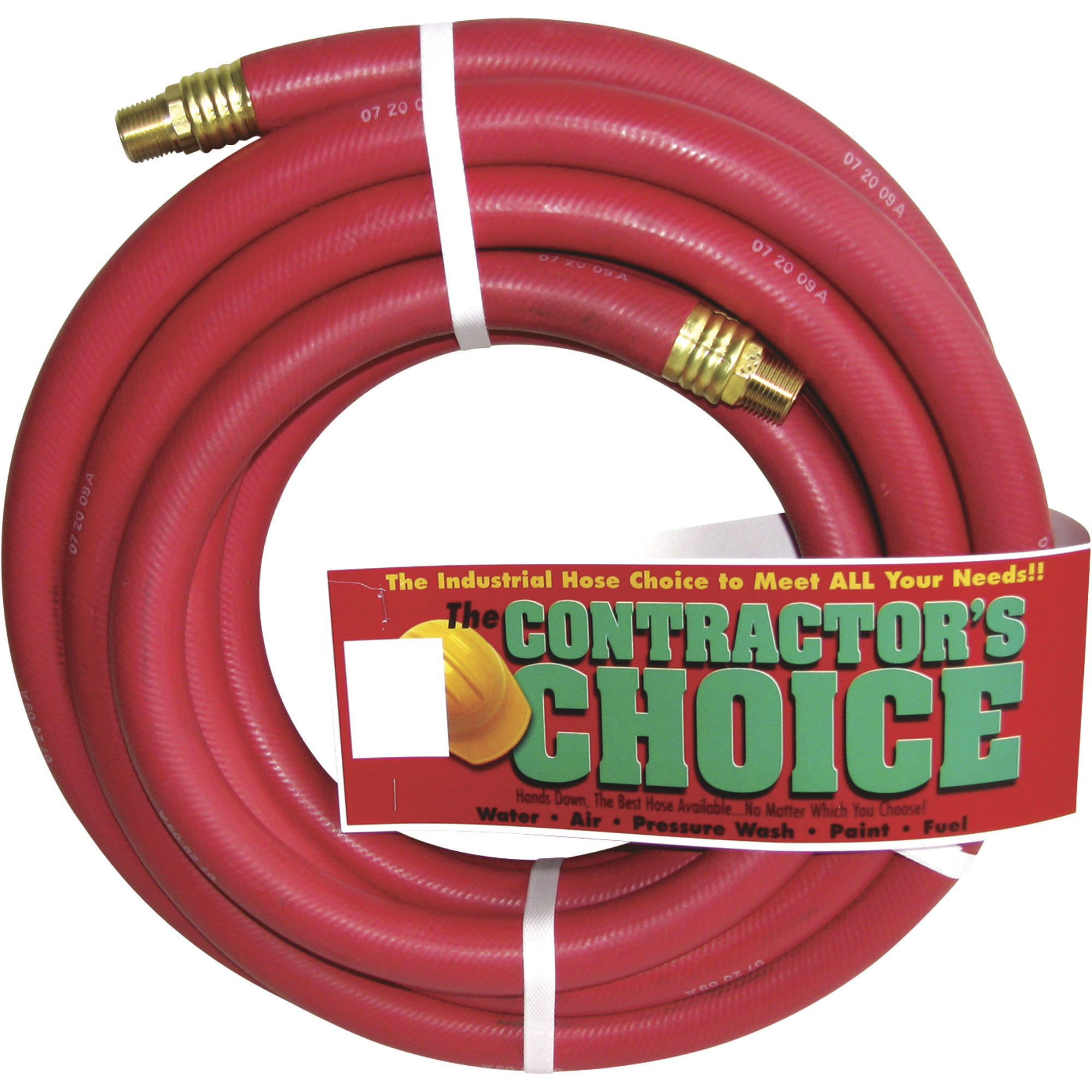 Manguera Industrial de Hule Rojo, 3/4 in x 25 ft, Conexiones de 1/2 in NPT, 200 PSI, Modelo# RR3/4X25-200-8MP.