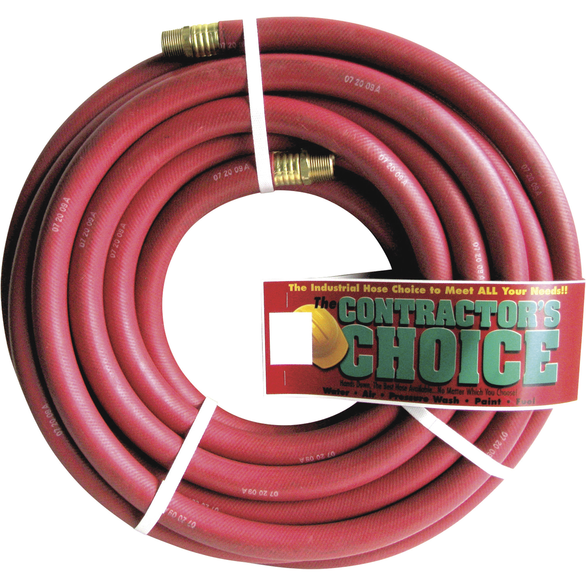 Manguera Industrial de Hule Rojo, 3/4in. x 50ft., Conexiones 3/4in. NPT, 200 PSI, Modelo# RR3/4X50-200-12MP