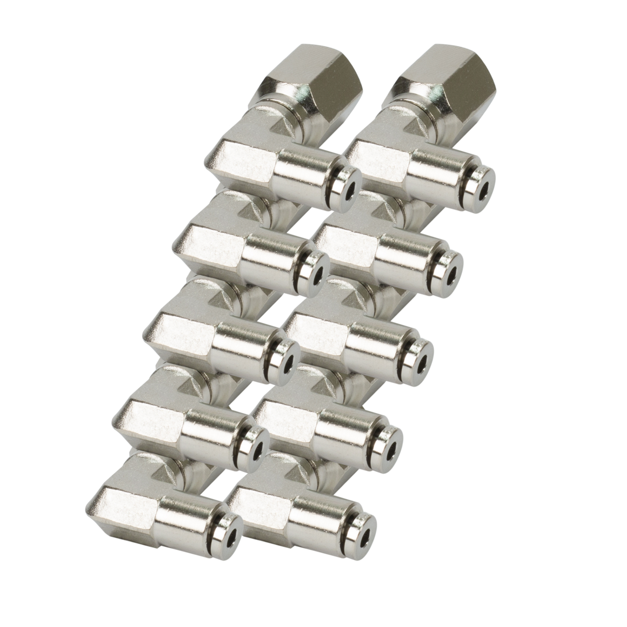 Codo giratorio Viair PTC de 90 grados - 1/8 pulg. NPT, latón niquelado, aprobado por DOT, Modelo# 11854-BP
