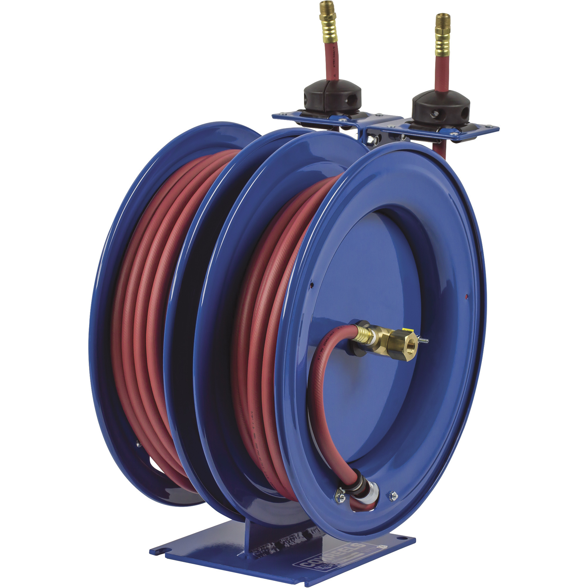 Carrete para Manguera de Aire Dual Coxreels, Con Mangueras de PVC de 1/4 pulg. x 25 pies, Máx. 300 PSI, Modelo# C-LP-125-125.