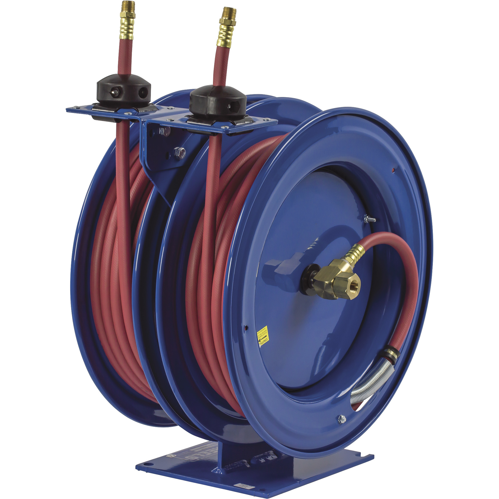 Carrete doble de manguera de aire Coxreels, con mangueras de PVC de 1/4 pulg. x 50 pies, Max. 300 PSI, Modelo# C-LP-150-150