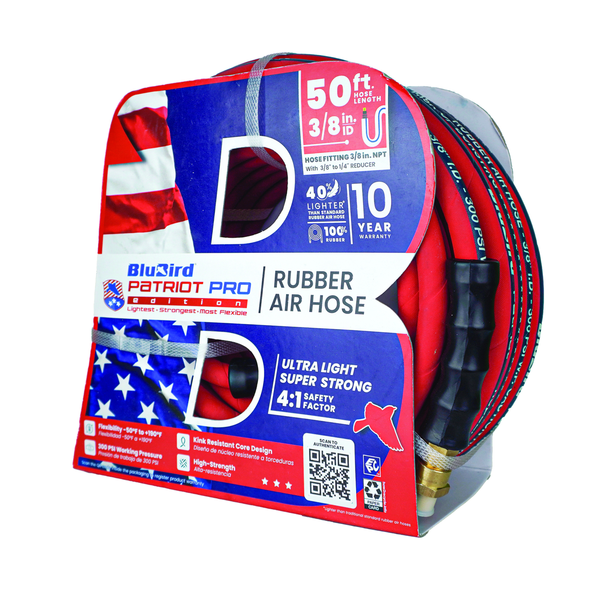 Manguera de aire de goma Patriot Pro, 3/8 pulg. x 50 ft. Modelo PPPRO3850