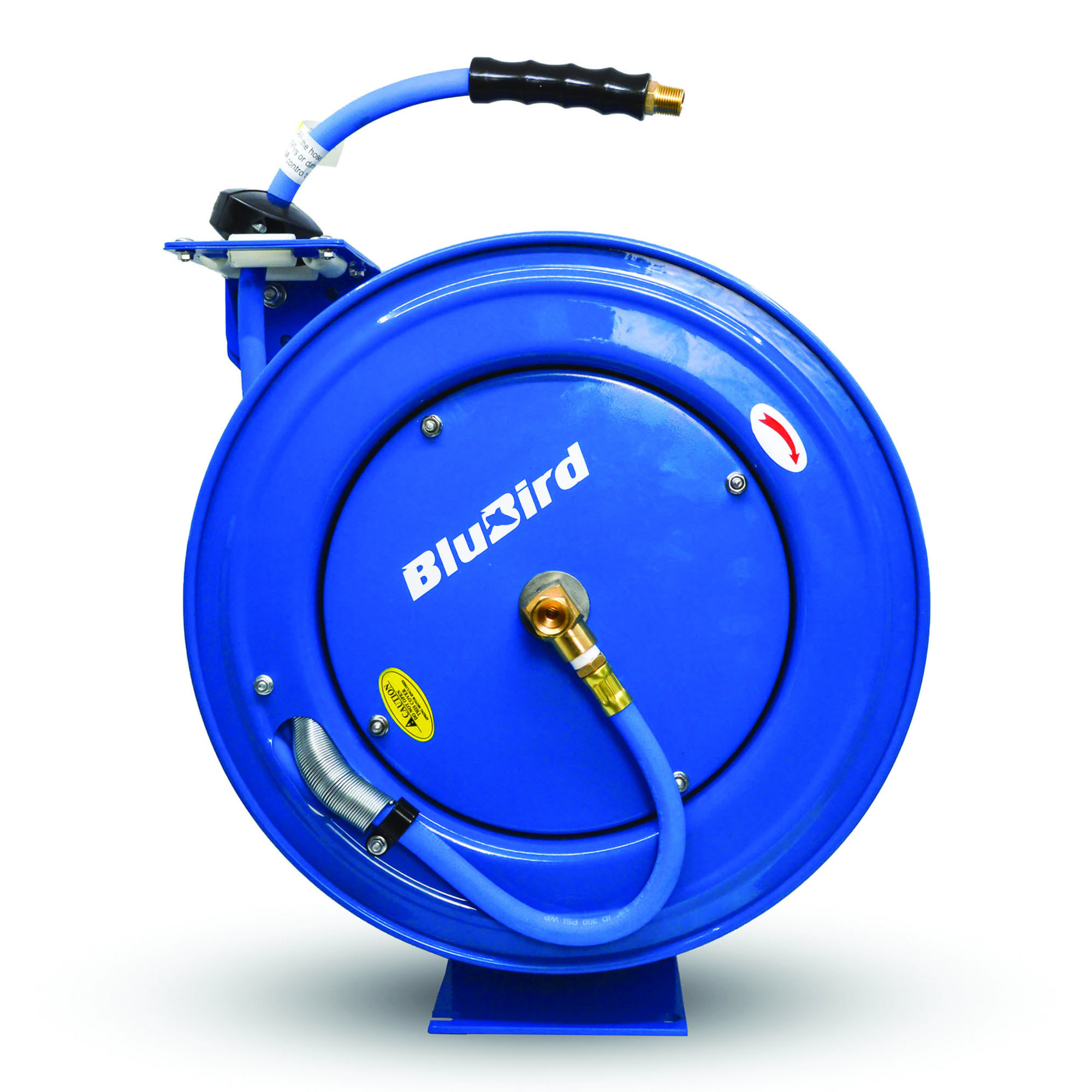 Carrete de Manguera de Aire de Goma BluBird HD SA ensamblada 3/8in.x75ft., Diámetro de manguera 3/8 in, Longitud de manguera 75 ft, Modelo# BBRHD3875