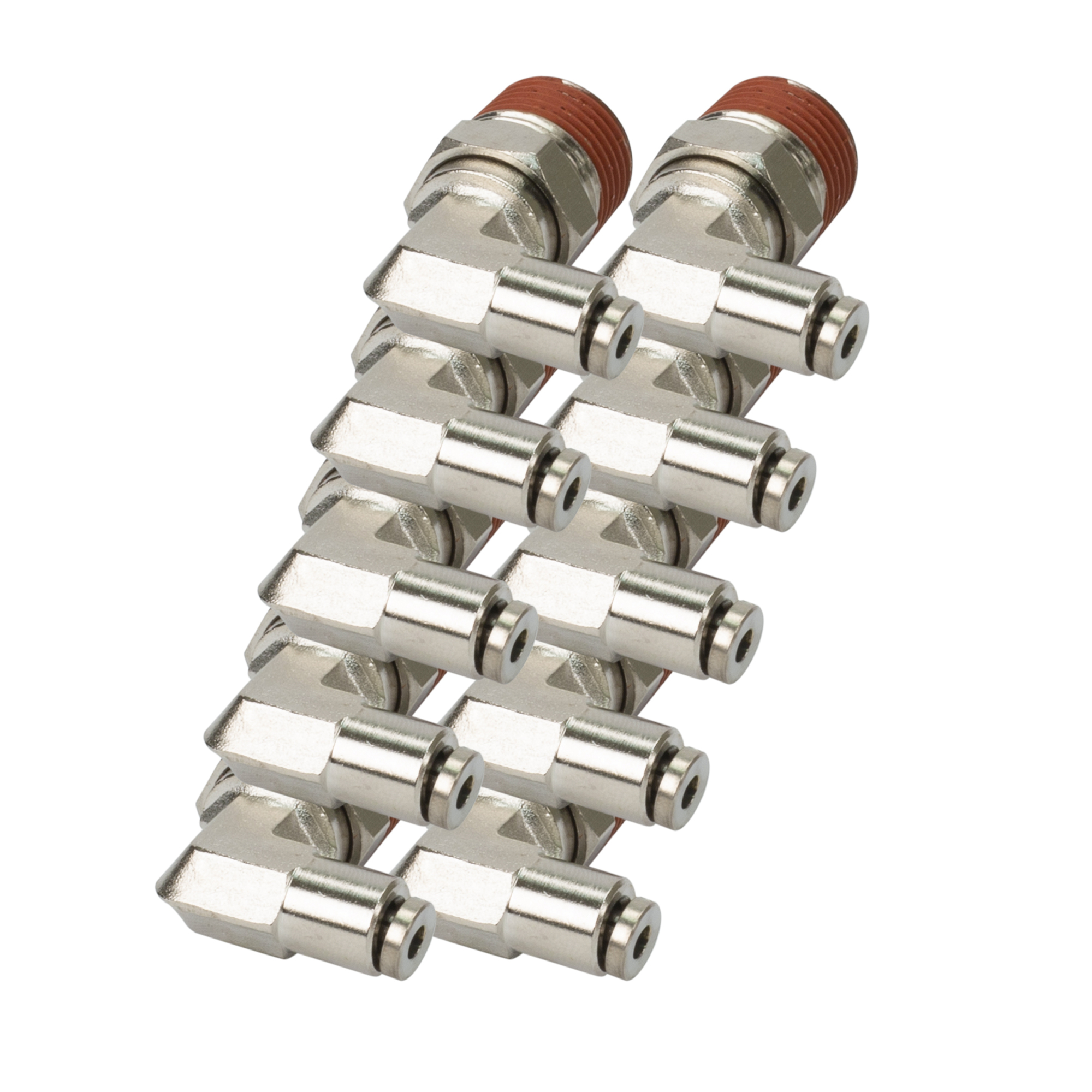 Codo giratorio de 90 grados Viair para conexión rápida - 3/8 pulgadas NPT, latón niquelado, modelo#11850-BP.
