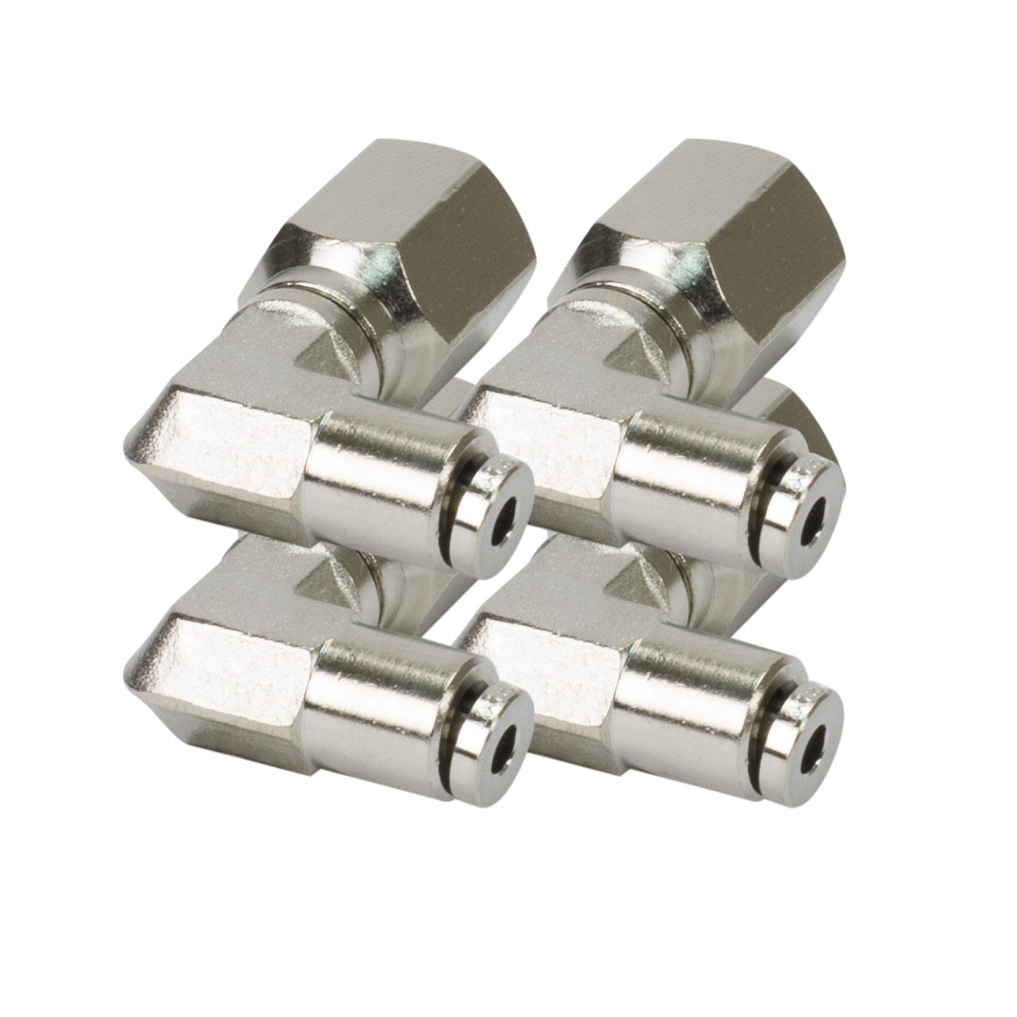 Conector de Codo Giratorio de 90 Grados Viair - 1/8in. NPT, Latón Niquelado, Modelo# 11856