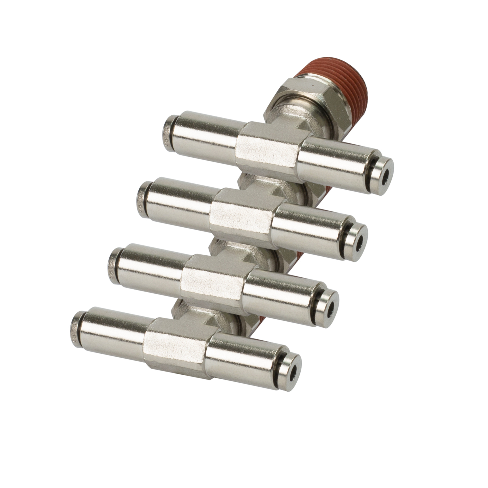 Conector de Empuje Giratorio Viair T - Rosca 3/8in NPT, Latón Niquelado, Modelo# 11824