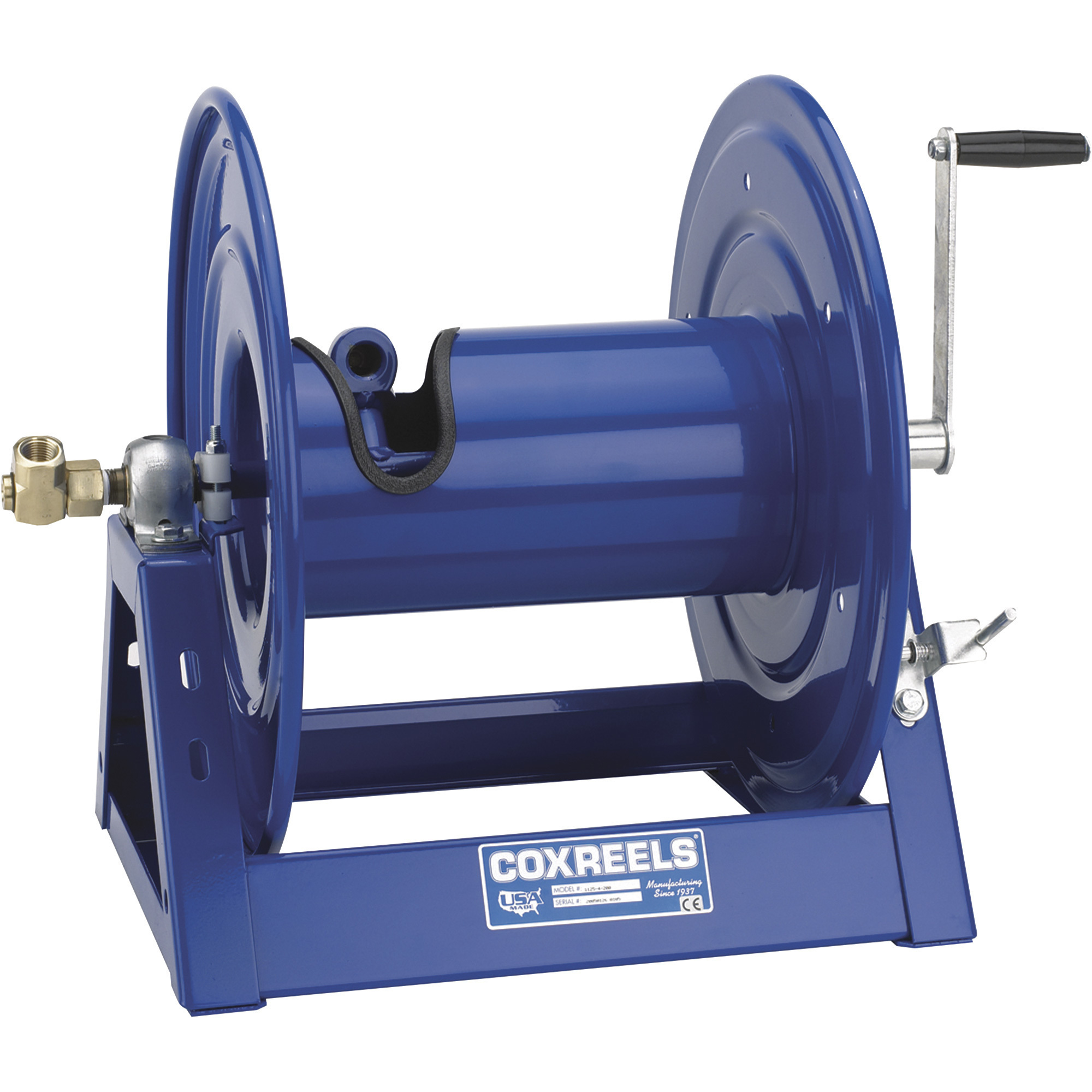 Carrete de manguera manual Coxreels - Para manguera de 3/8 pulgadas x 300 pies, máx. 3000 PSI, Modelo# 1125-4-200-BEXX.