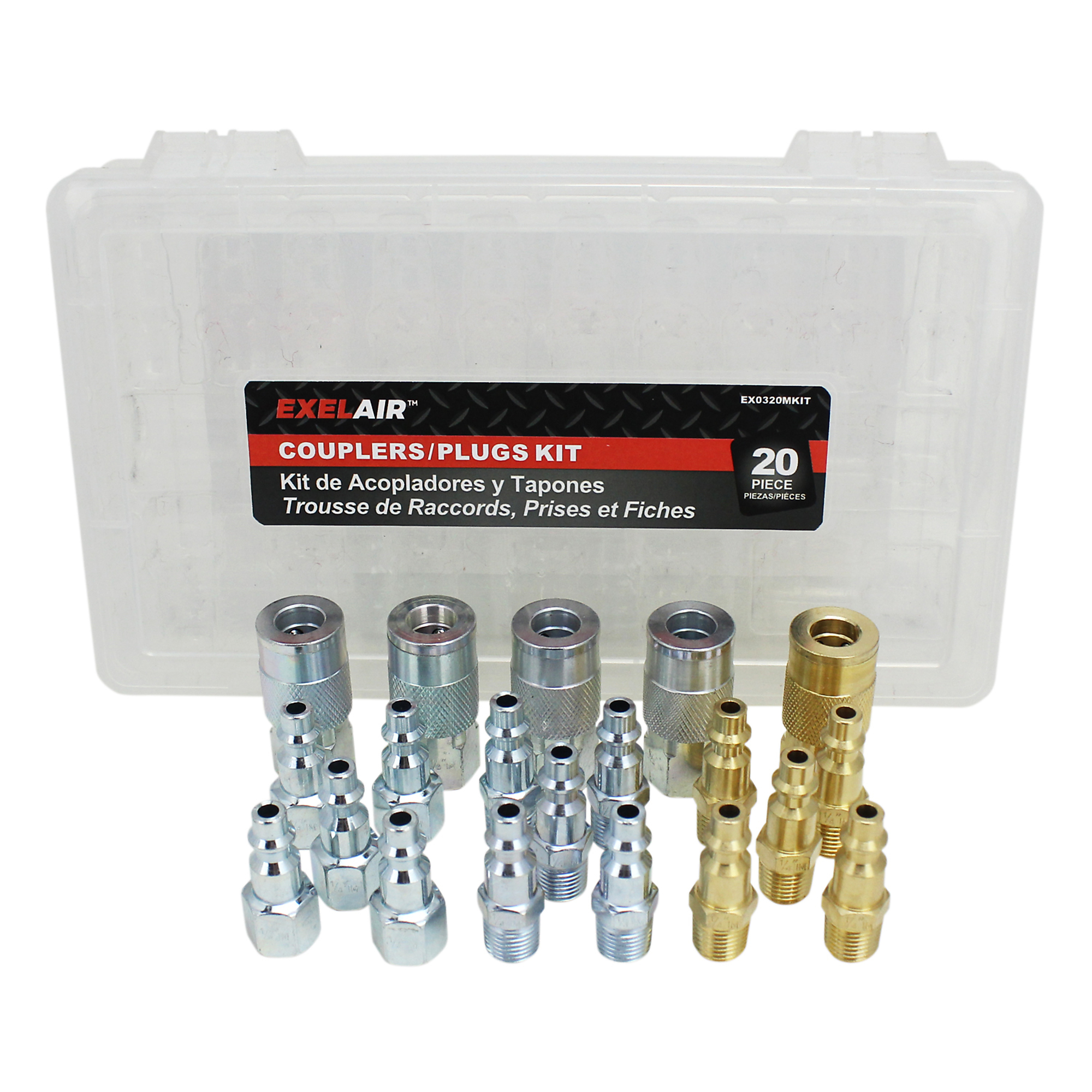 Kit de 20 acopladores y tapones estilo M Milton Exelair, 300 PSI, Modelo# EX0320MKIT