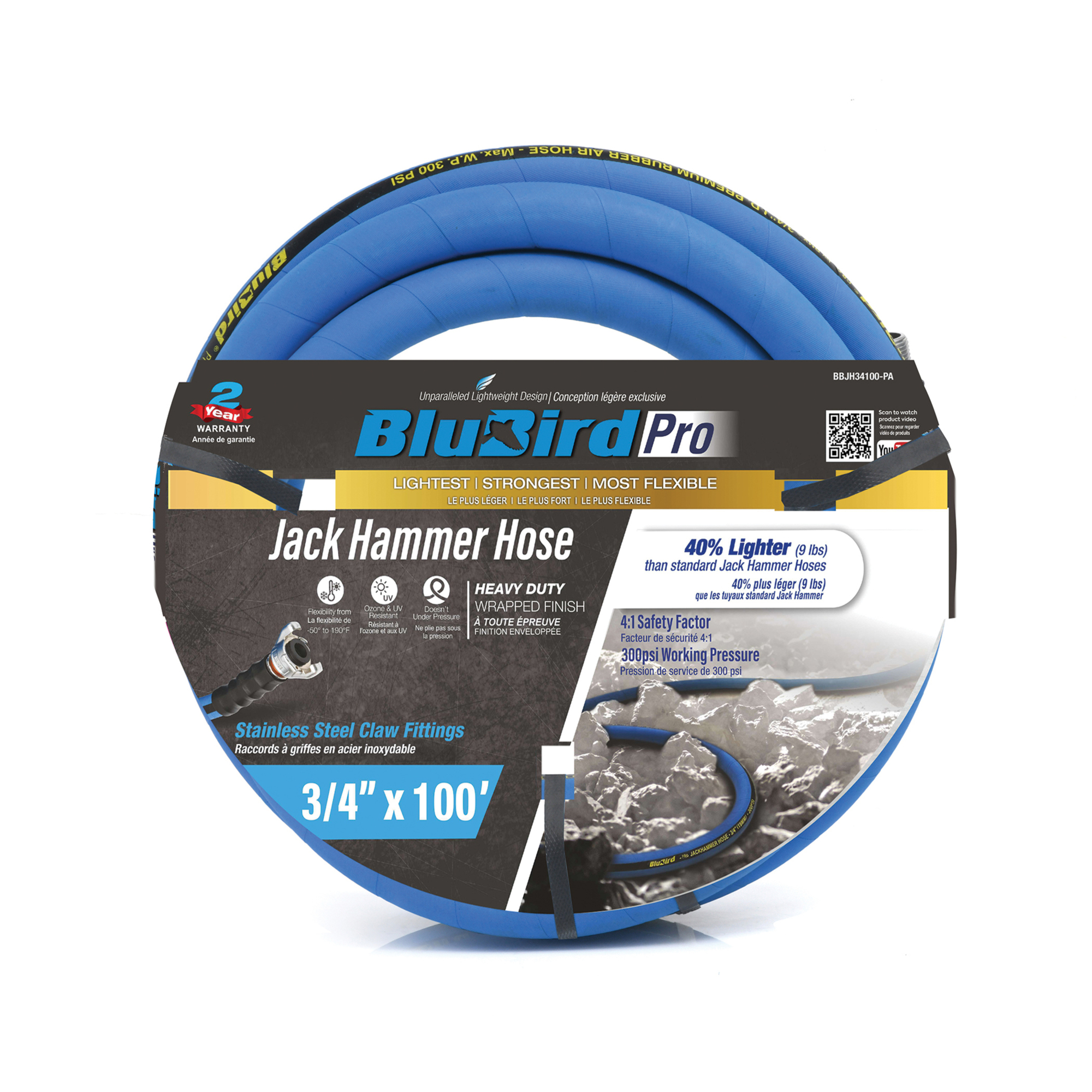 Ensamble de Manguera de Aire para Martillo Demoledor BluBird Pro Rubber 3/4in.x100ft.