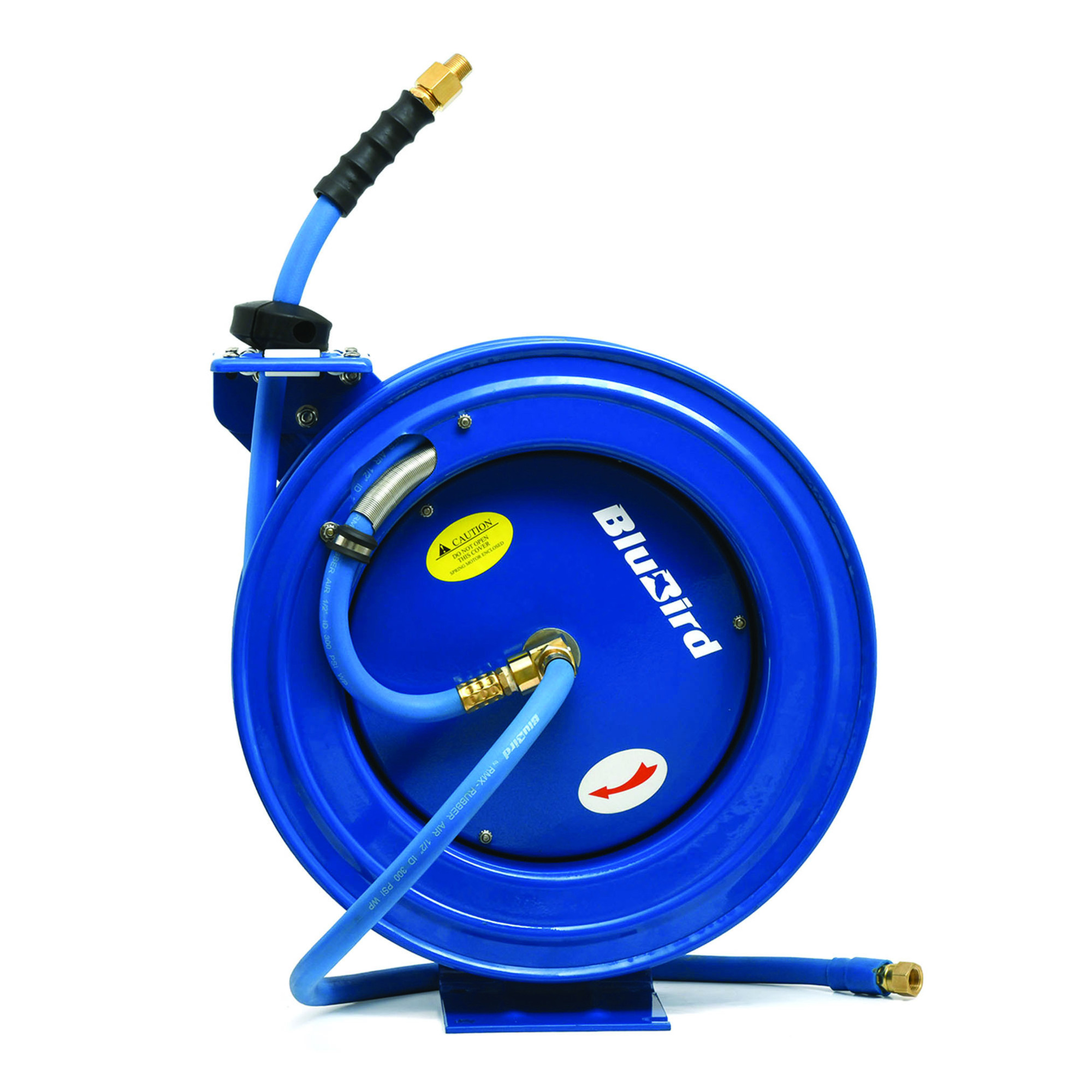 Enrollable de Manguera de Aire de Goma BluBird, Ensamblaje SA HD 1/2 pulg. x 50 ft., Diámetro de la manguera 1/2 pulg., Longitud de la manguera 50 ft., Modelo# BBRHD1250.