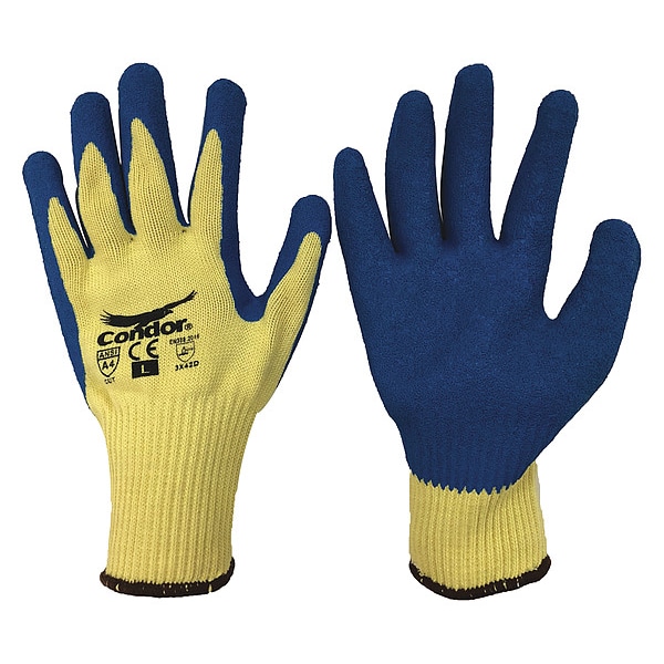 Guantes revestidos resistentes al corte Condor, Nivel de corte A4, calibre 10, amarillos, M (8) - 21AH60