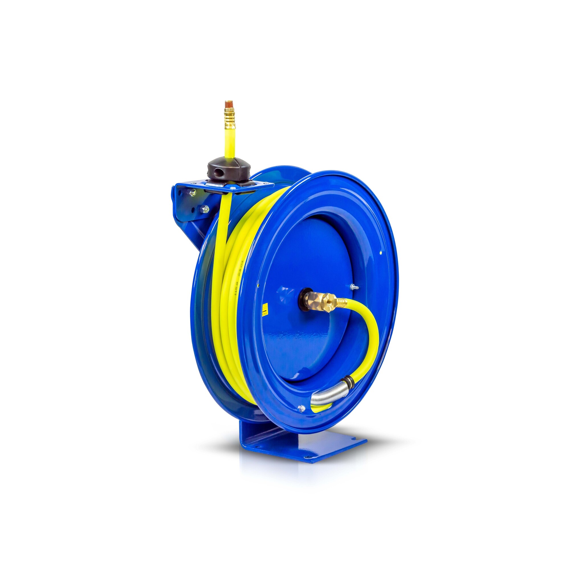 Carrete de manguera de aire de baja presión Coxreels HV High-Visibility, con manguera híbrida de alta visibilidad de 1/2in. x 50ft., 300 PSI máx., Modelo P-LP-450-HV.