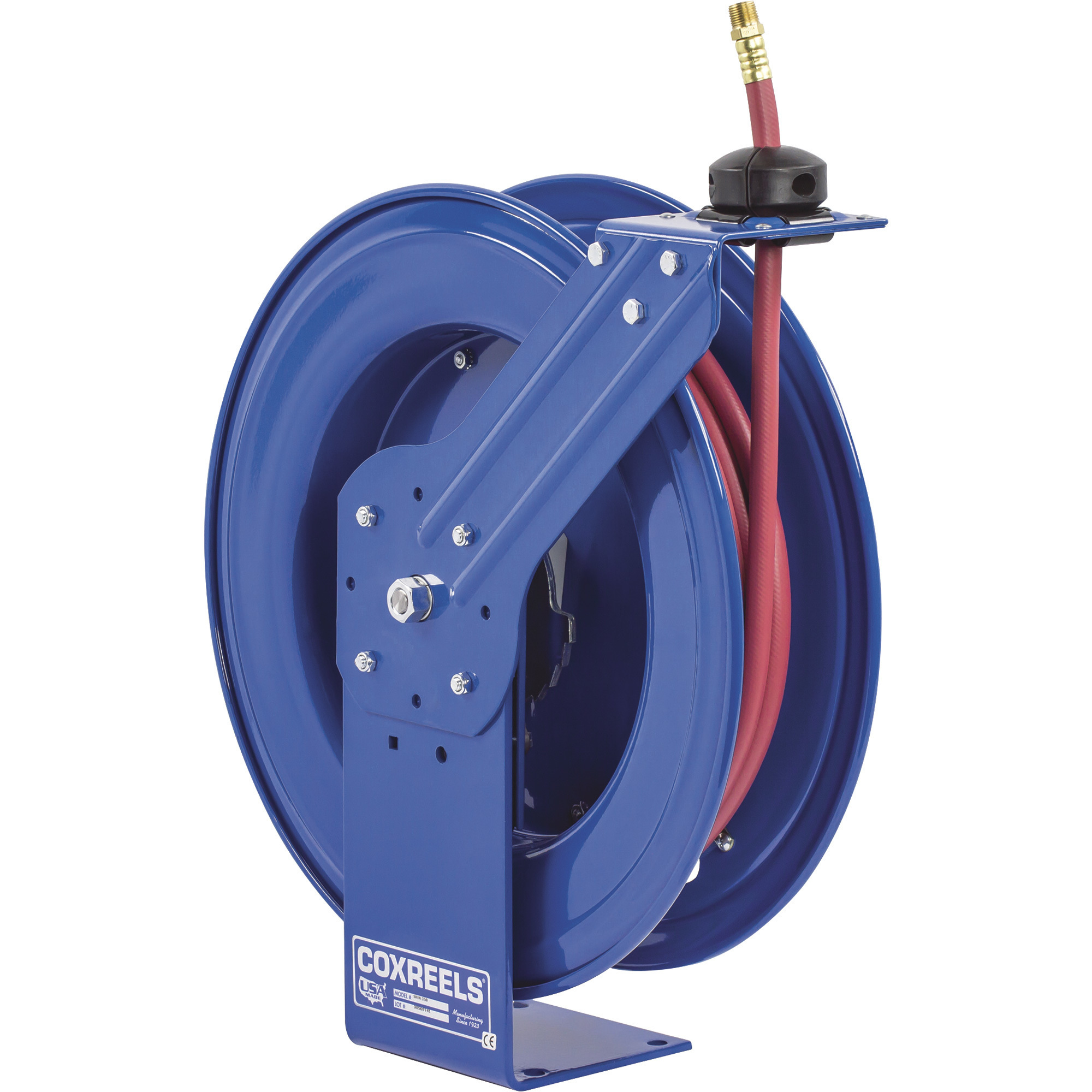 Carrete de manguera Coxreels Serie SH Super Hub para aire/agua, con manguera de PVC de 3/8 pulg. x 75 ft., máx. 300 PSI, Modelo# SH-N-375