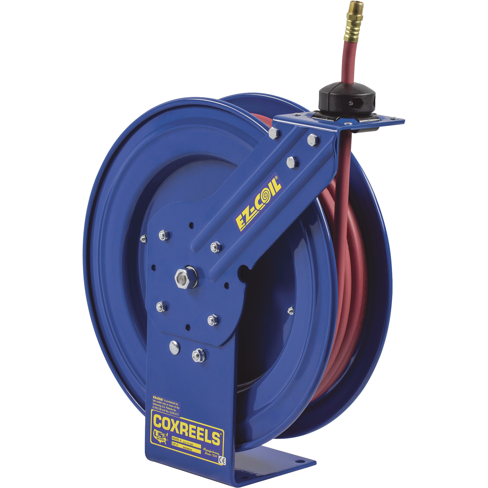 Carrete de manguera de aire/agua Coxreels de alto rendimiento, con manguera de PVC de 3/8 pulg. x 25 pies, máx. 300 PSI, Modelo# EZ-P-LP-325