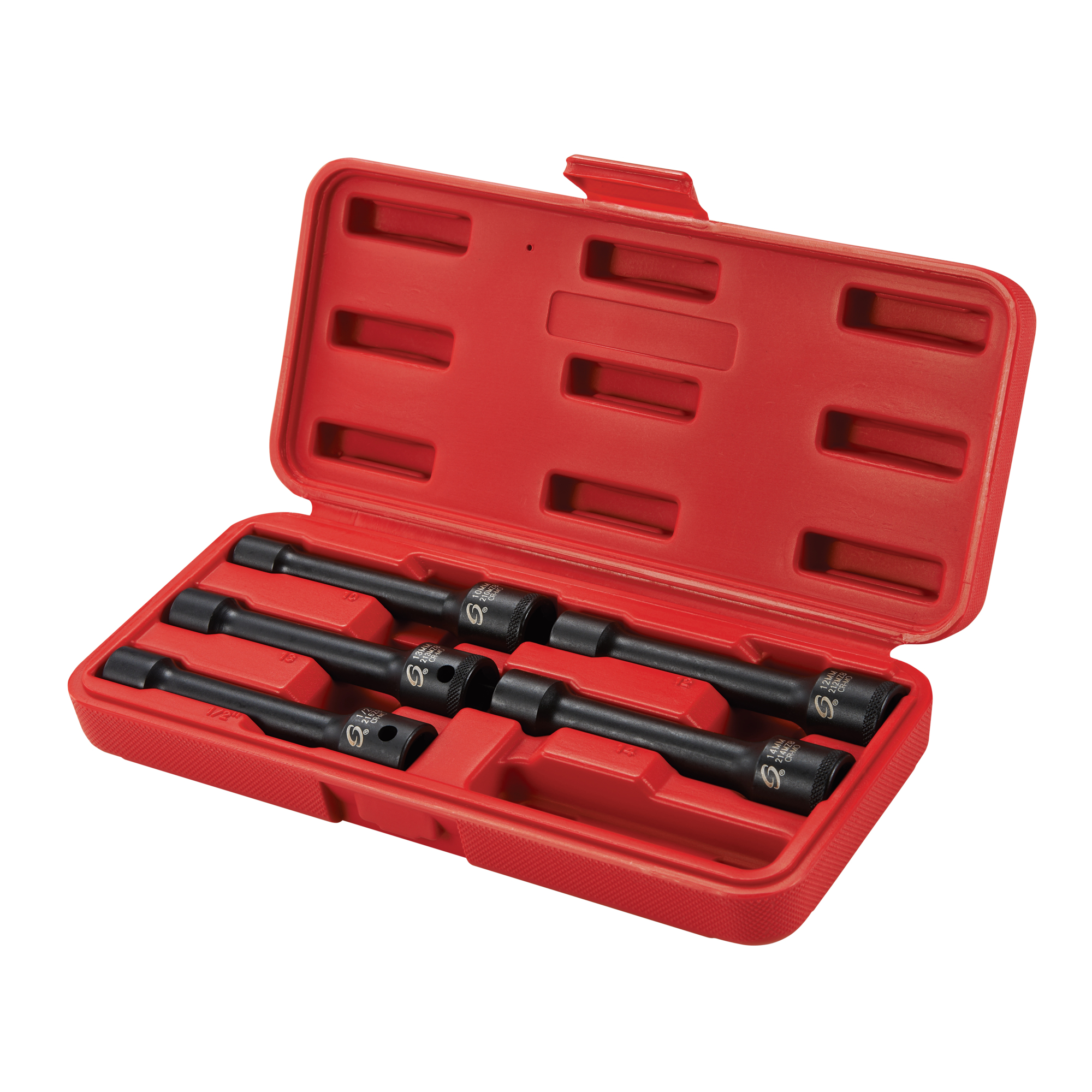 Juego de dados de impacto para pernos de cabeza de 1/2 pulgadas de Sunex Tools - 5 piezas, acero de aleación cromo-molibdeno, modelo #2625