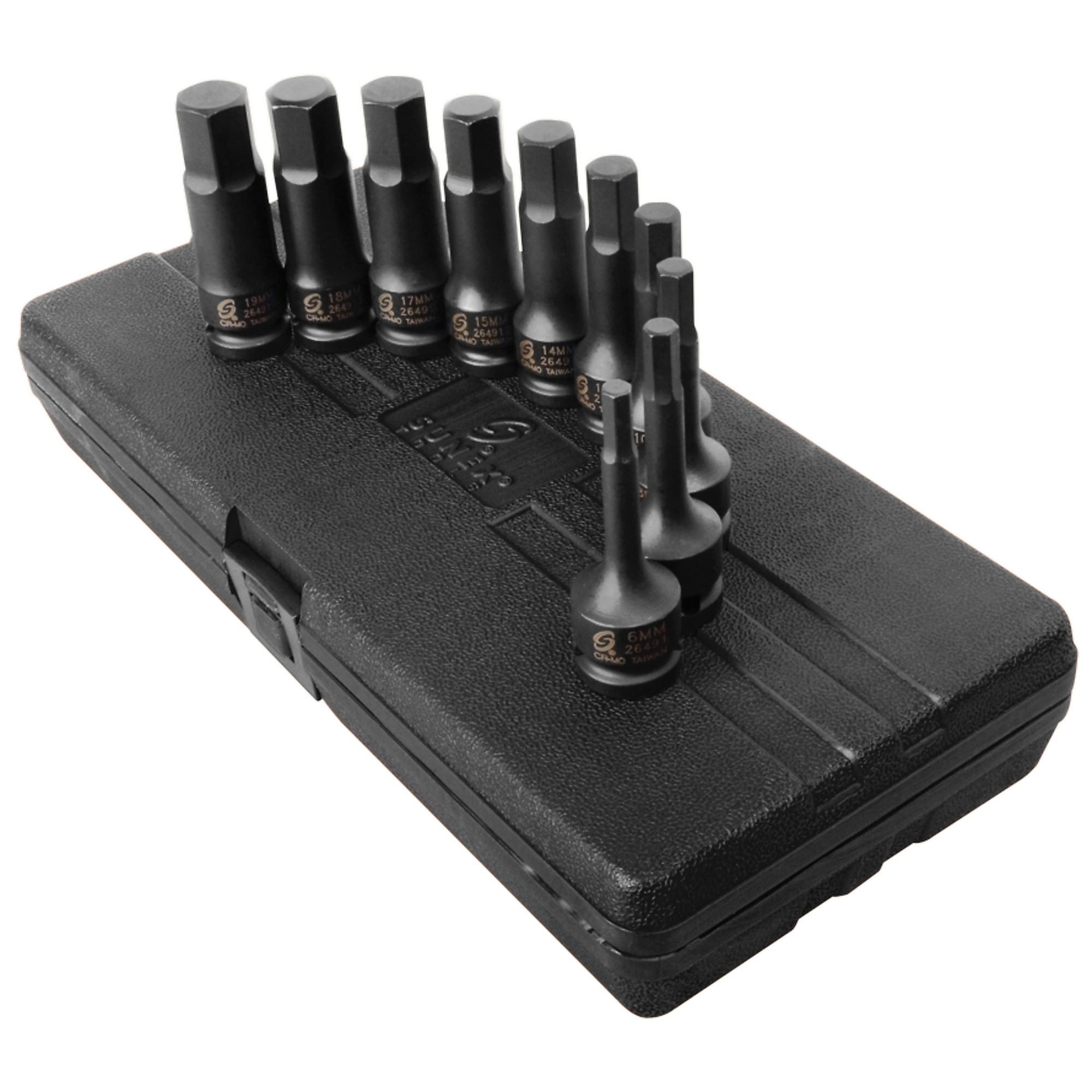 Set de llaves de impacto hexagonales métricas Sunex Tools - 1/2in. Drive, 4in. de largo, 10 piezas, Modelo# 2639.