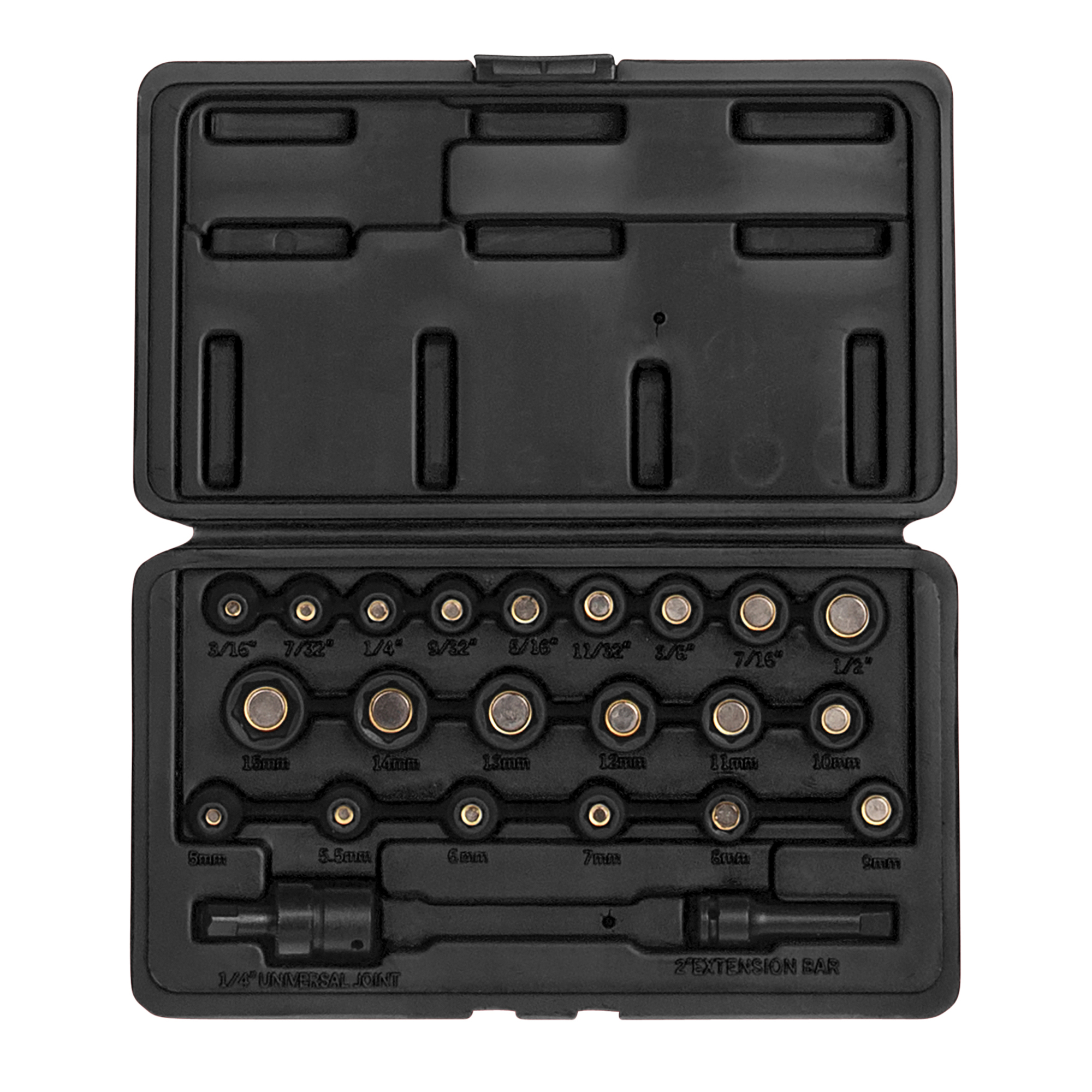 Juego de maestra de dados Sunex Tools - 1/4in. Drive, SAE/Métrico, 6-Puntos, Magnético, 23 Piezas, Modelo# 1818