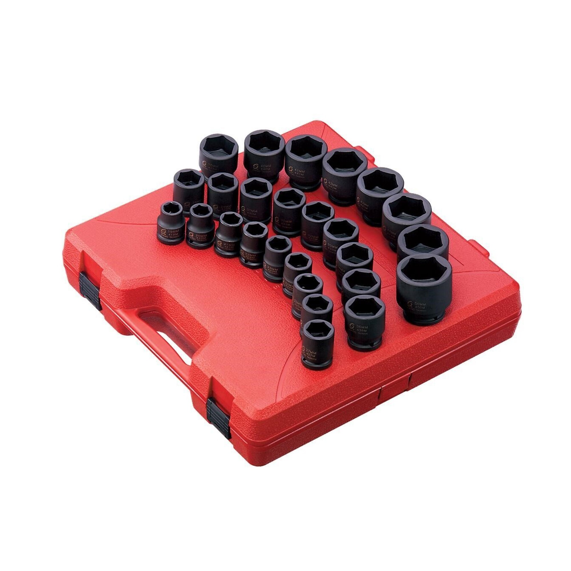Juego de dados de impacto métricos Sunex Tools - 3/4 pulgadas, 6 puntas, 26 piezas, Modelo# 4692
