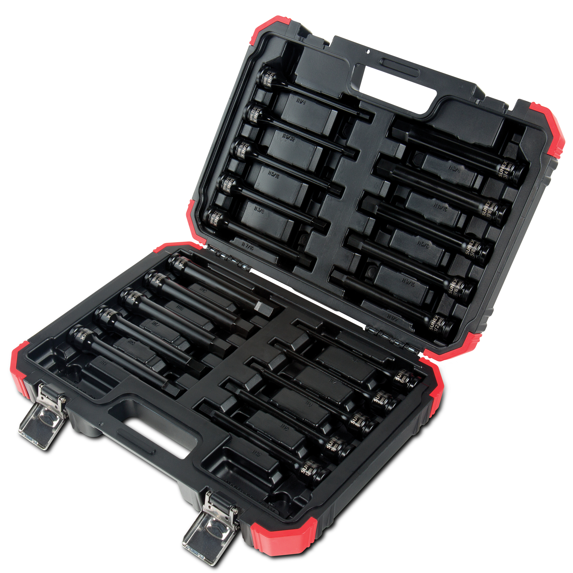 Set de puntas de impacto hexagonales Sunex Tools - 1/2in. Drive, SAE/Métrico, 6in. de longitud, 20 piezas, Modelo# 2637L