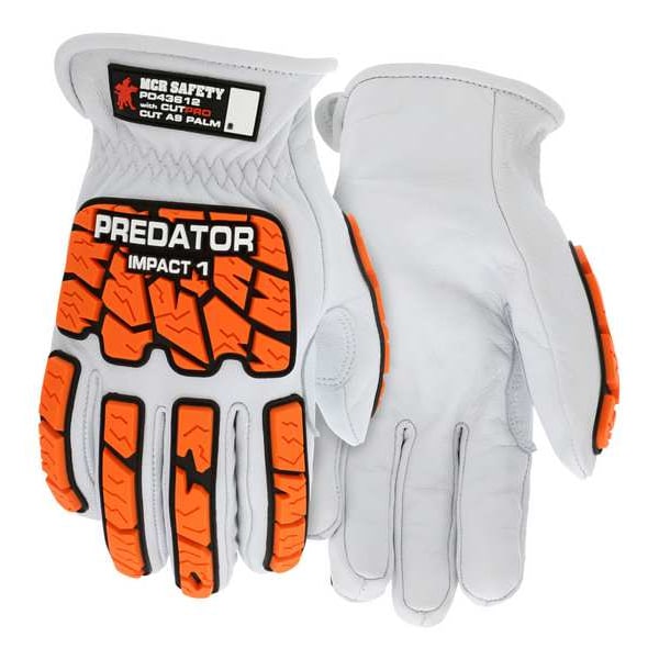 Guantes de cuero Predator, Nivel de corte A9, Blanco/Blanco/Naranja, XL - PD43612XL