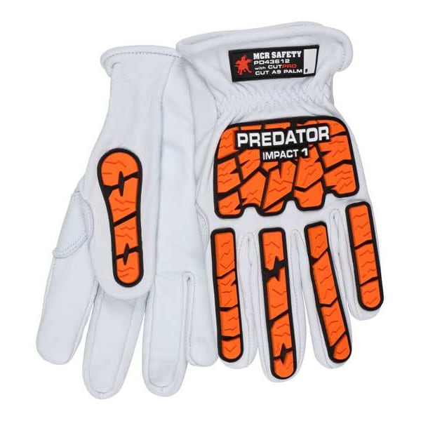 Guantes de cuero Predator, Nivel de corte A9, Blanco/Blanco/Naranja, XL - PD43612XL