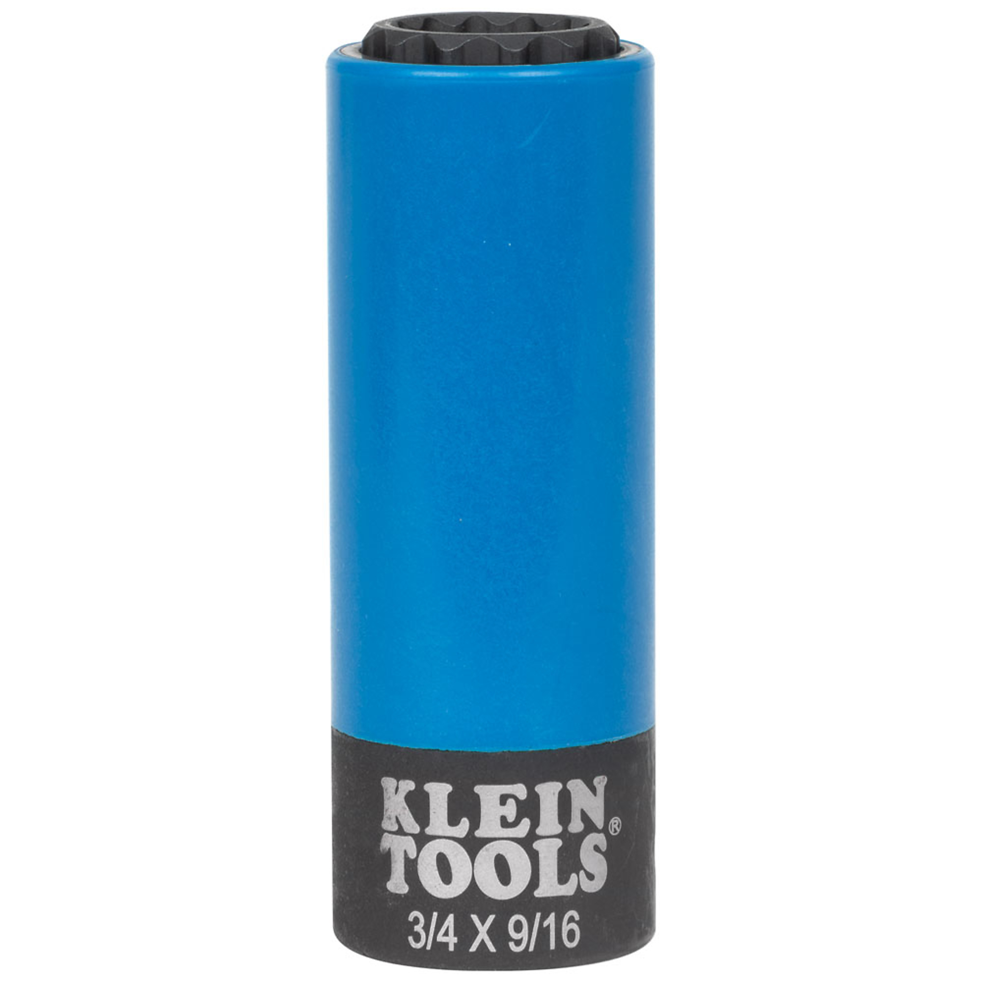 Juego de 1 llave de impacto recubierta Klein Tools de 2 pulgadas en 1, de 12 puntas, para tuercas de 3/4 y 9/1 pulgadas, modelo 66030.