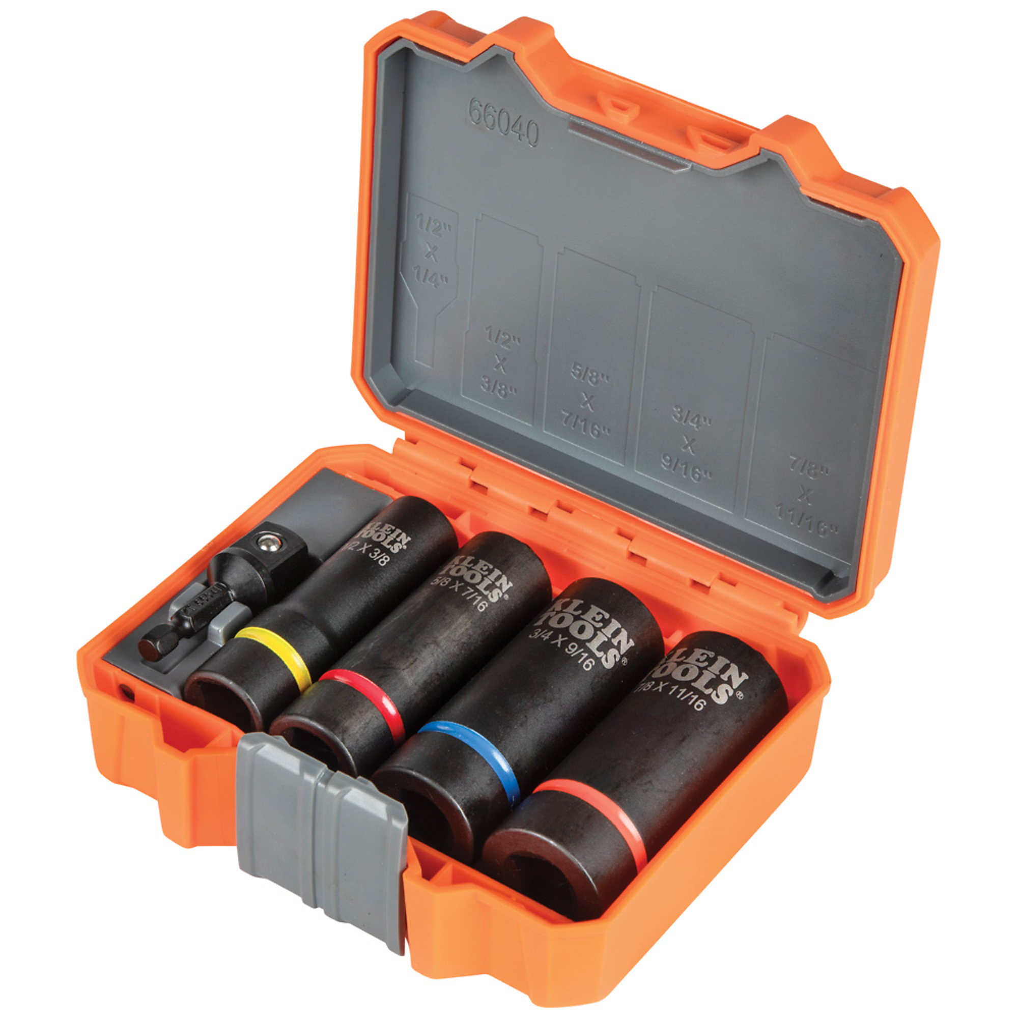Juego de llaves de impacto Klein Tools 2 en 1, de 12 puntas, 5 piezas, modelo 66040.
