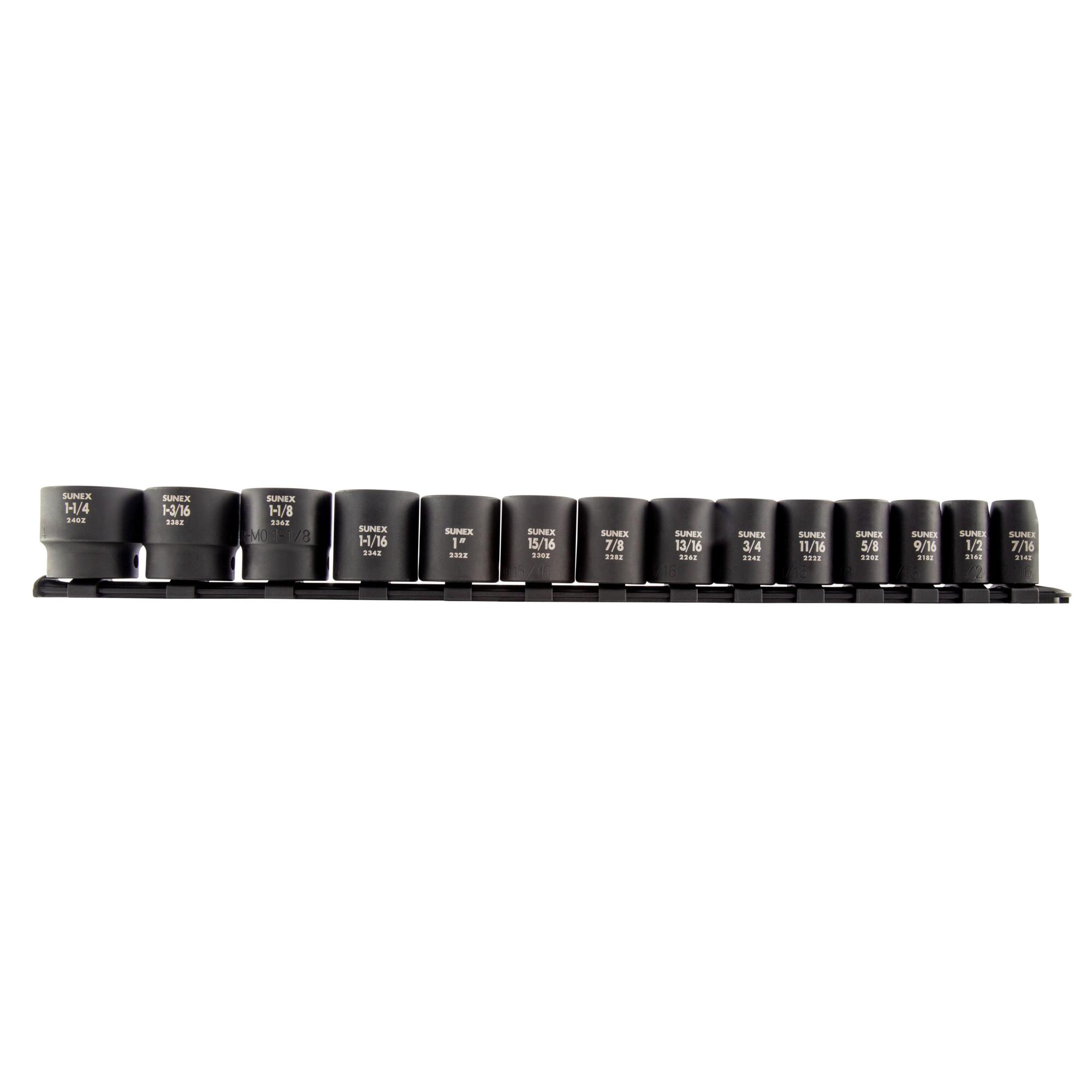 Juego de Dados de Impacto Sunex Tools SAE de 12 Puntas - 1/2in. de Unidad, 14 Pzas, Acero de Aleación CR-MO, Modelo# 2678A