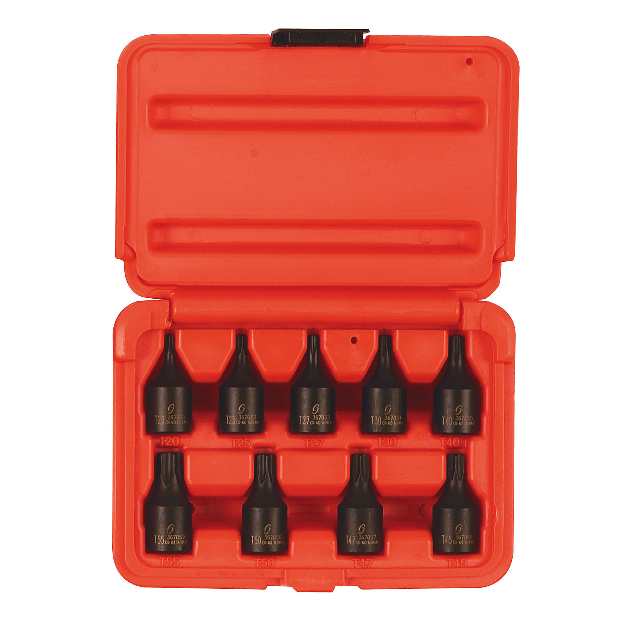 Set de llaves de vaso de impacto de estrella Sunex Tools 3/8 pulgadas - 9 piezas, de acero aleado CR-MO, Modelo# 3670S