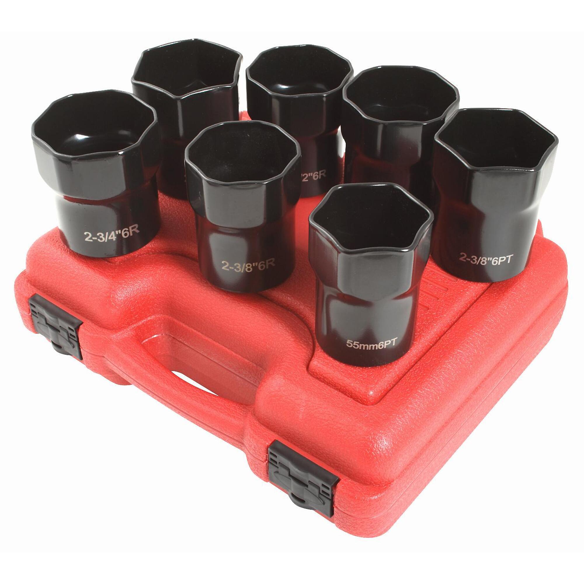 Juego de llaves para tuerca de bloqueo de rodamientos de rueda Sunex Tools - 1/2 pulgadas, SAE/métrico, 7 piezas, Modelo# 2847