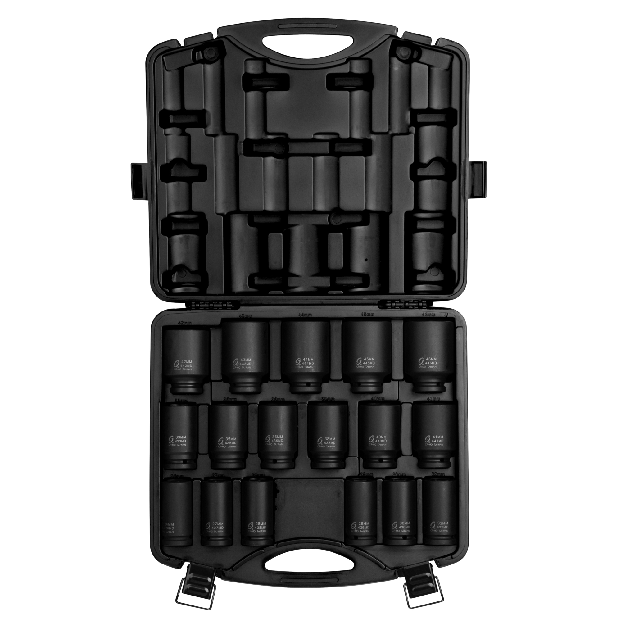 Juego de dados de impacto profundos métricos Sunex Tools - 3/4 pulg. Drive, 6 puntos, 17 piezas, acero aleado CR-MO, Modelo# 4686.