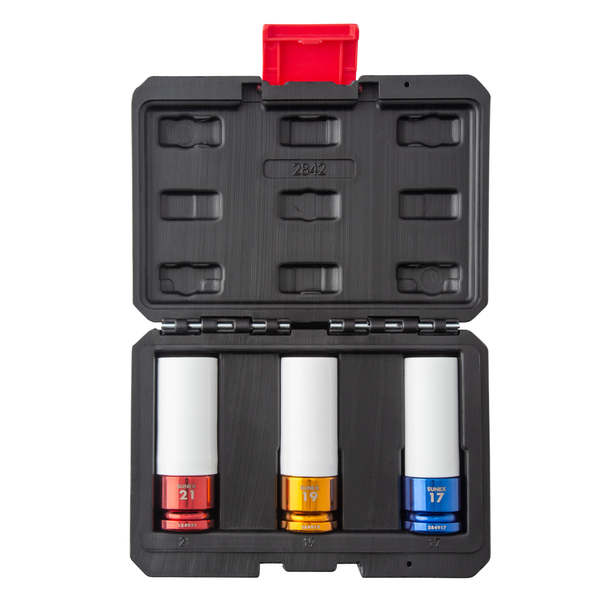 Set de Dados de Impacto delgados Sunex Tools para Proteger Rines - 1/2 pulg. de Rinde, 6 ptos., 3 pzs, Codificados por Color, Modelo# 2842