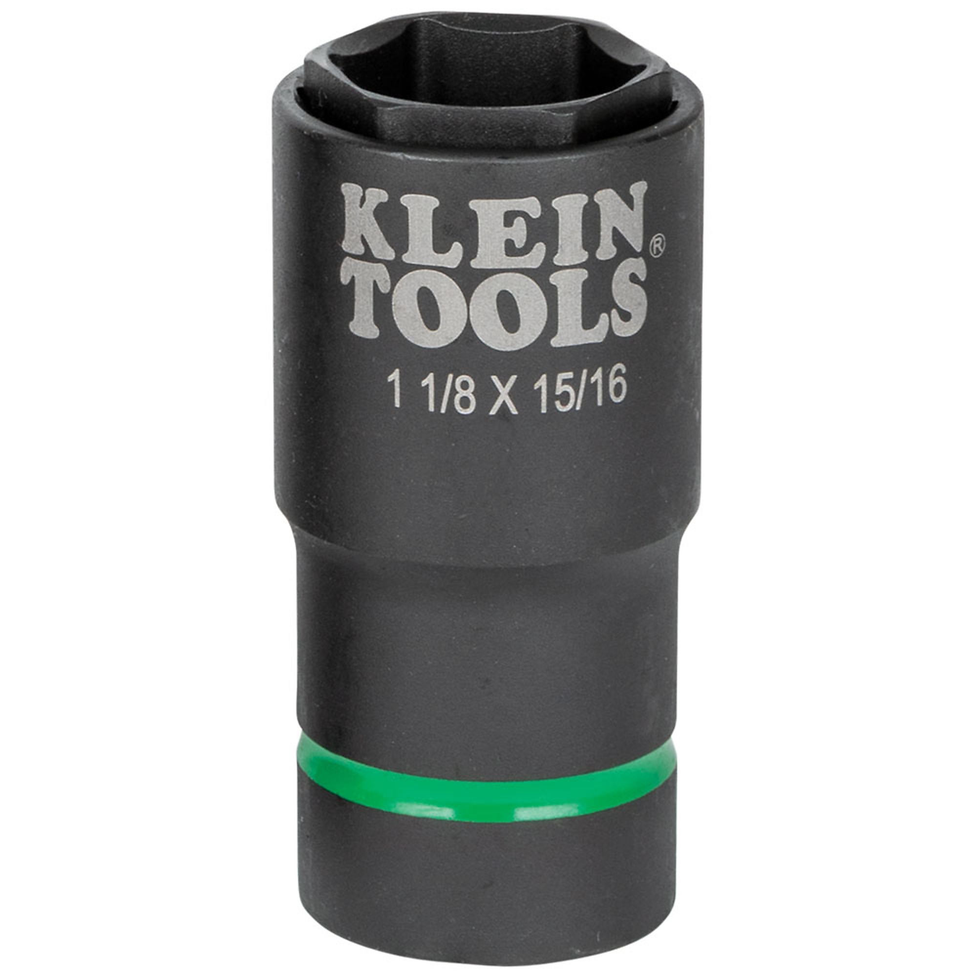 Juego de dados de impacto 2 en 1 de Klein Tools, medida de 6 puntos, 1-1/8 y 15/16 pulgadas. Modelo# 66066.